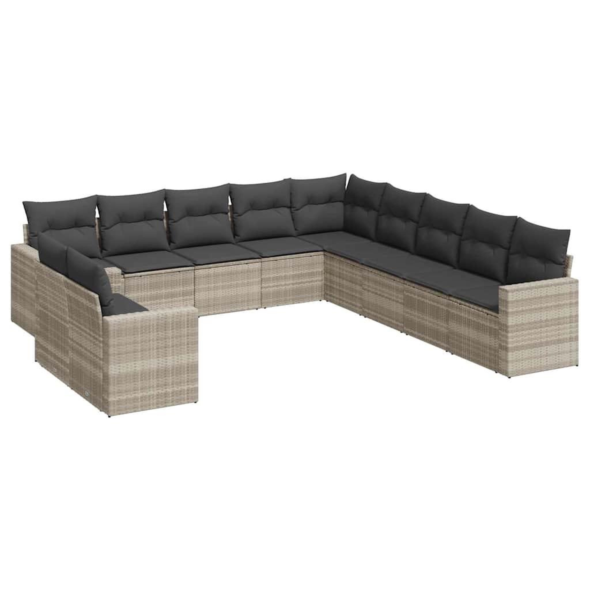 Voir la diapositive 2 : VIDAXL Salon de jardin 11 pcs avec coussins gris clair resine tressee