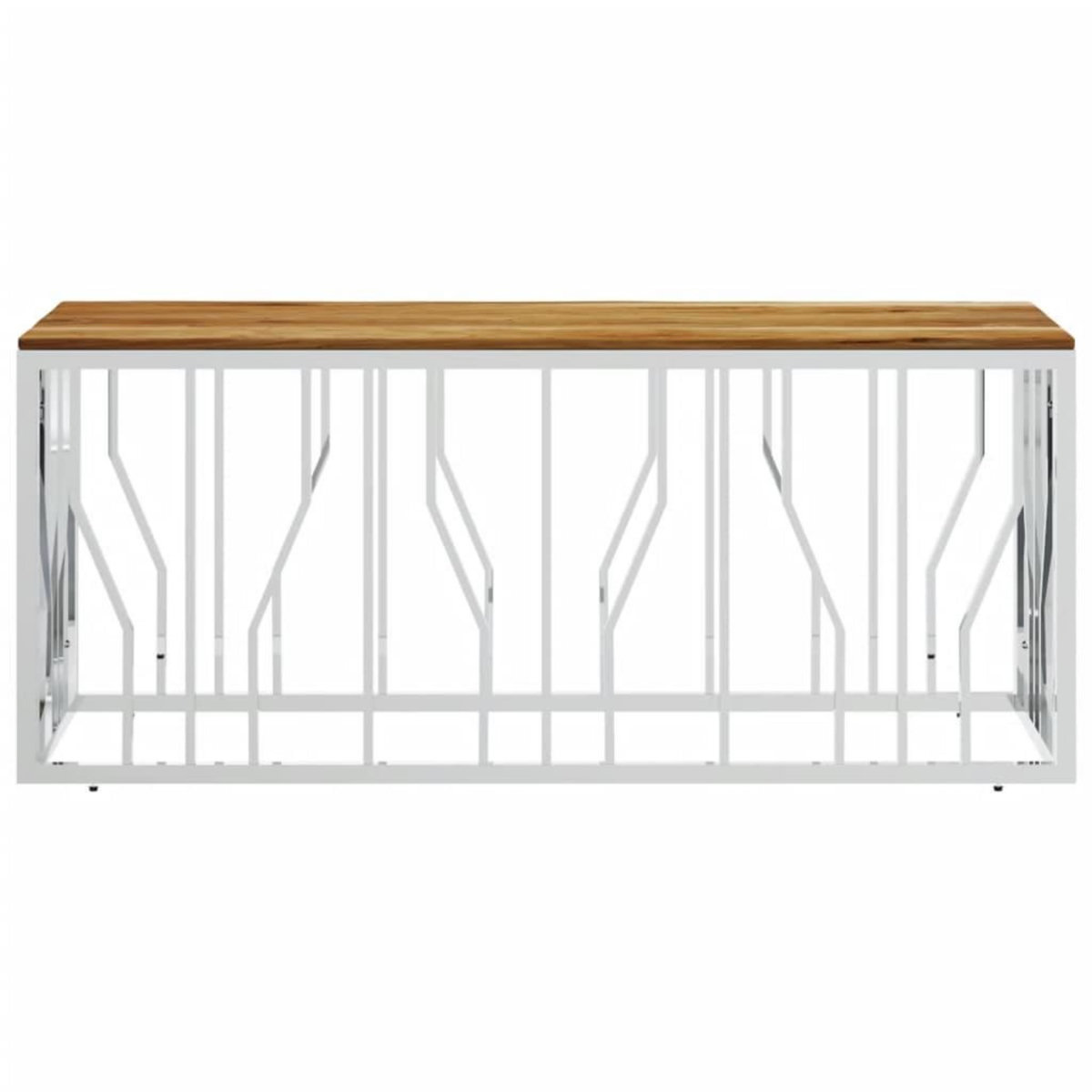 VIDAXL Table basse argente acier inoxydable et bois massif d'acacia