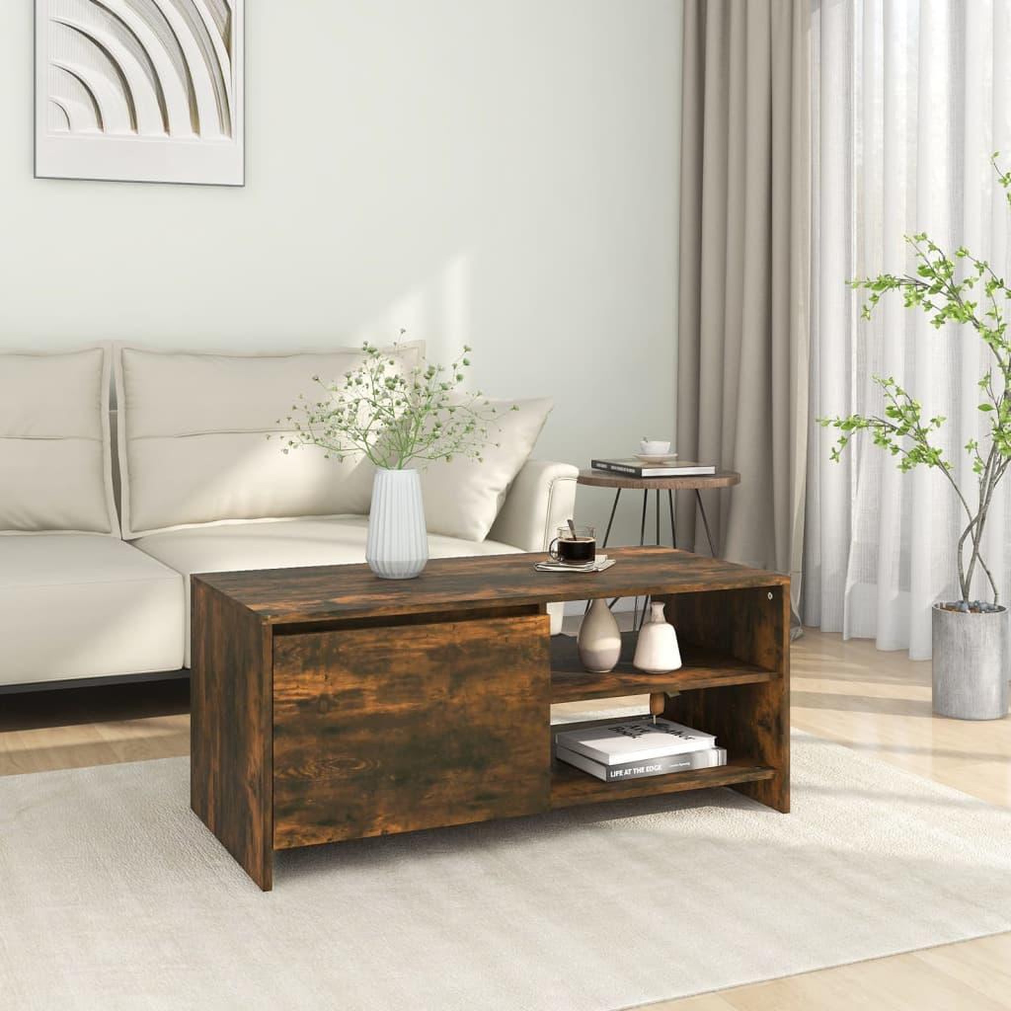 VIDAXL Table basse Chene fume 102x50x45 cm Bois d'ingenierie