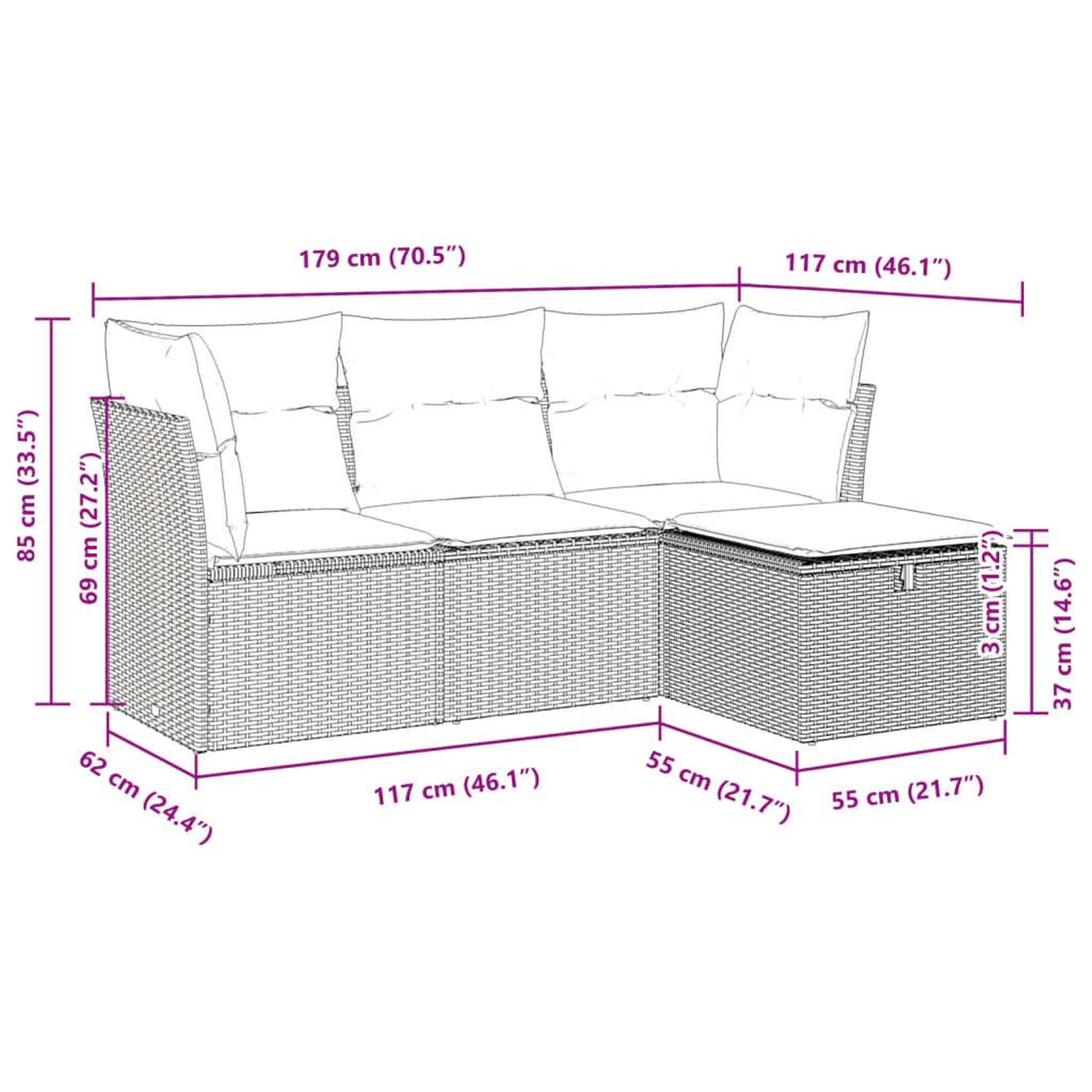 Voir la diapositive 6 : VIDAXL Salon de jardin 4 pcs avec coussins noir resine tressee