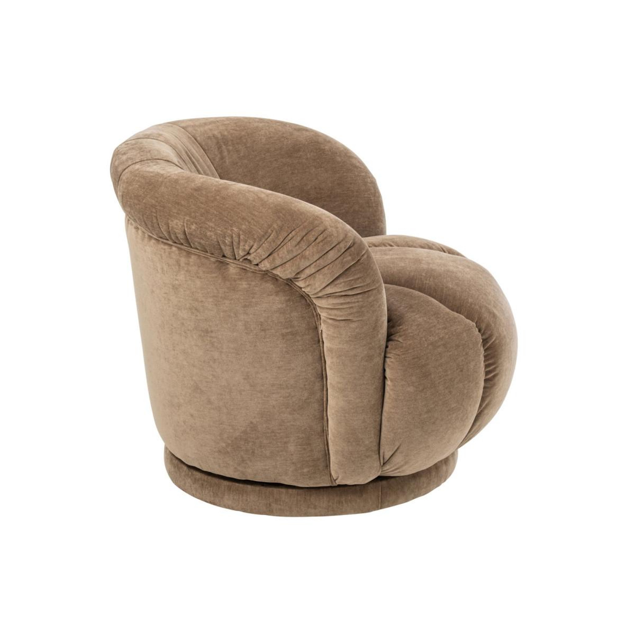 Voir la diapositive 3 : J-LINE Fauteuil pivotant en tissu  macaron  87cm taupe