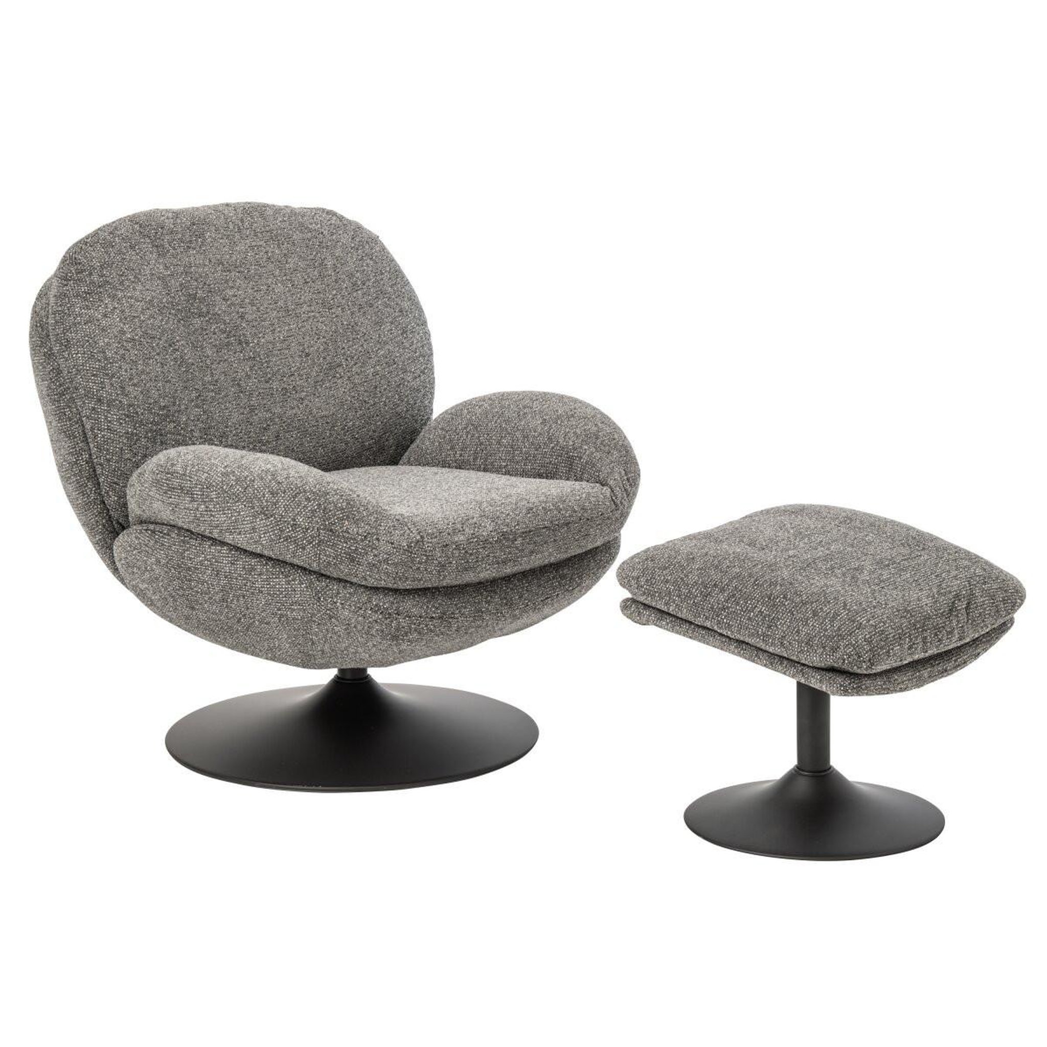 J-LINE Fauteuil avec pouf repose-pieds  helle  88cm gris