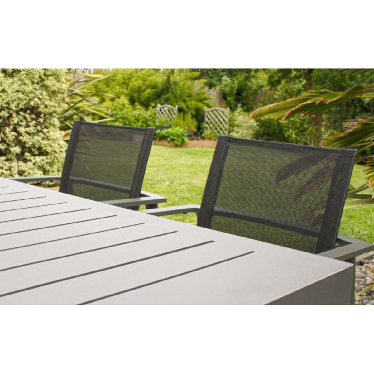 Paris Prix Lot de 2 Fauteuils de Jardin Empilables  Miami  84cm Gris Anthracite