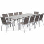 Voir la diapositive 3 : SWEEEK Table de jardin extensible aluminium + 8 assises - Chicago Blanc / Taupe - Table extensible 175/245cm avec rallonge et 8 assises en textilène
