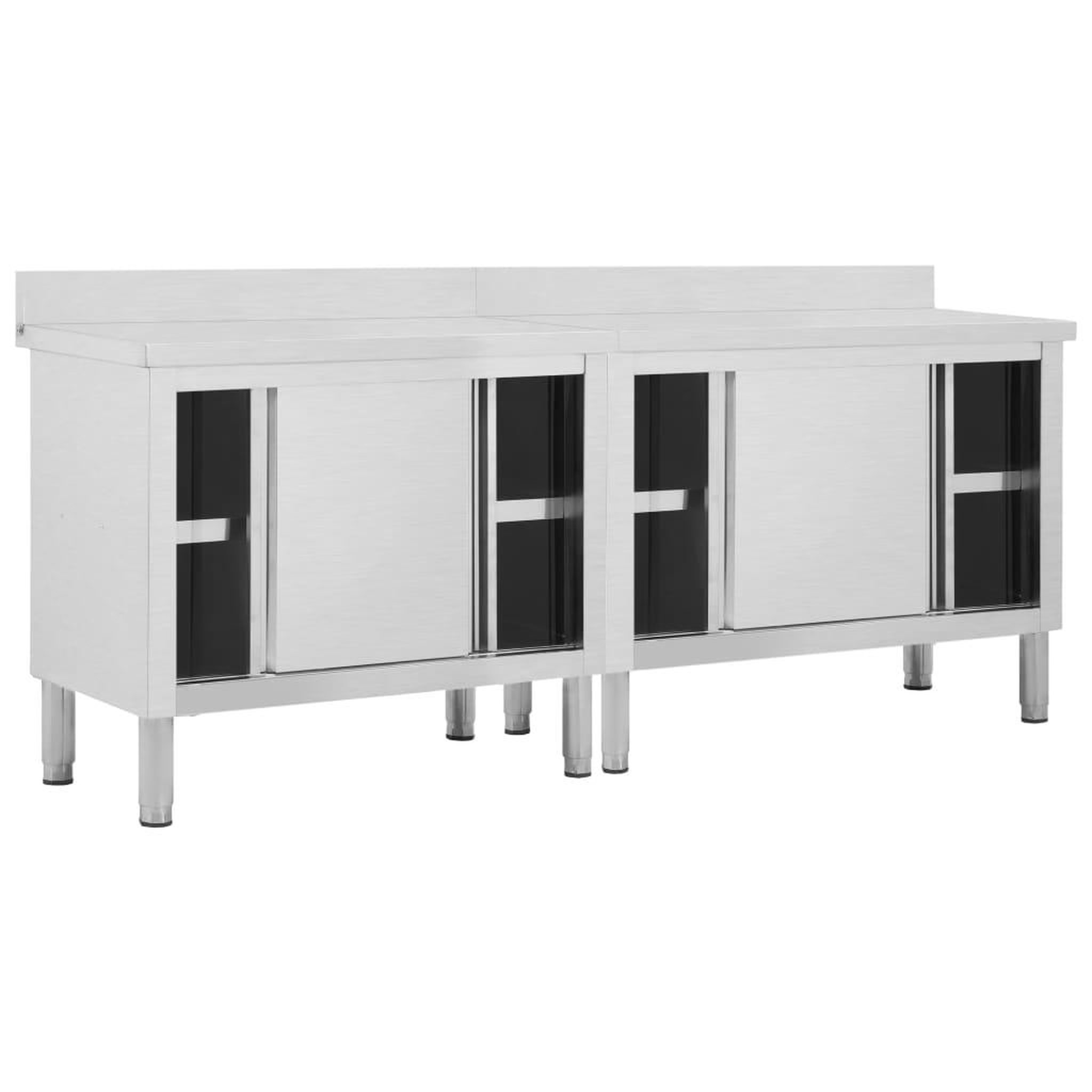 Voir la diapositive 3 : VIDAXL Tables avec portes coulissantes 2 pcs 200x50x(95-97) cm Inox