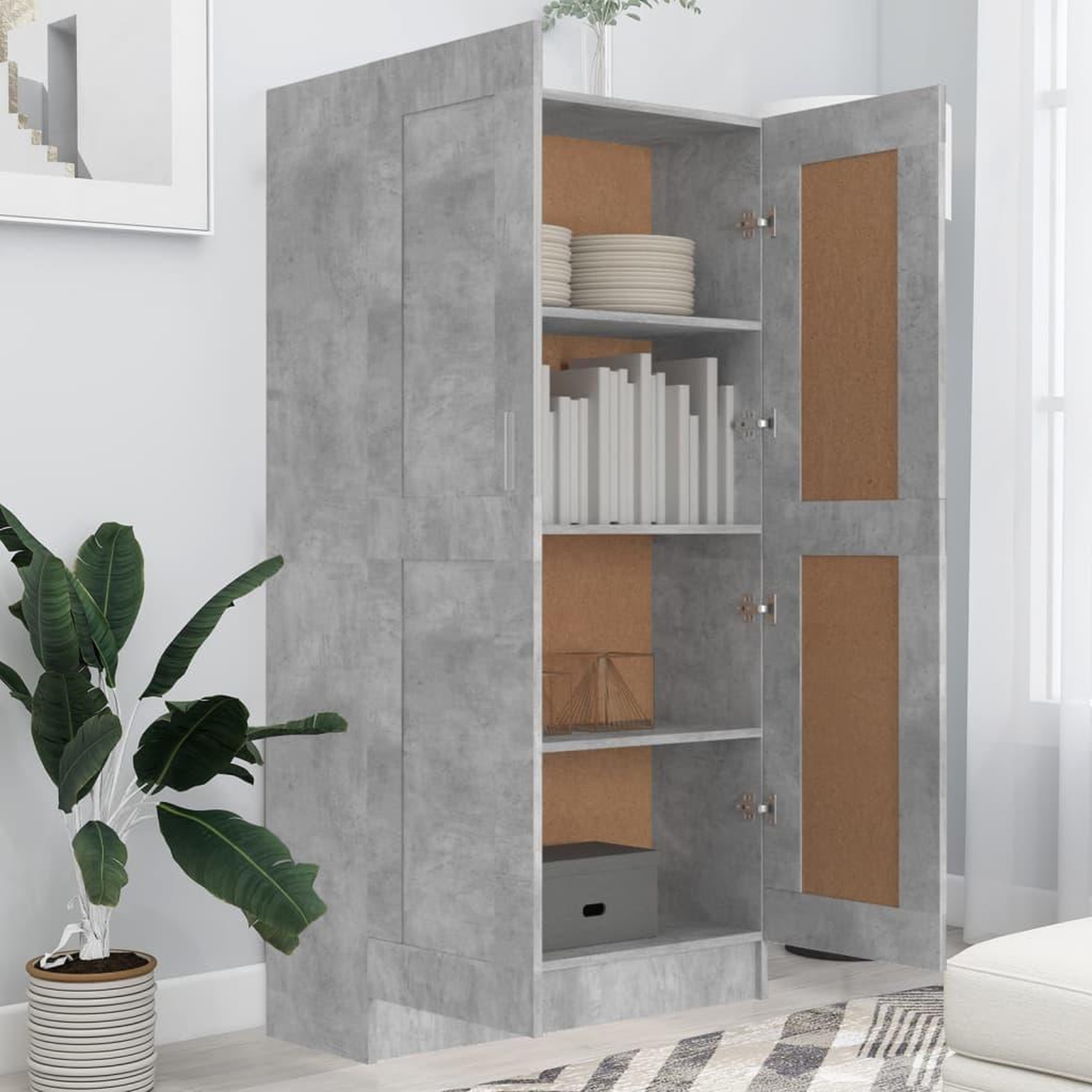 Voir la diapositive 3 : VIDAXL Bibliotheque Gris beton 82,5x30,5x150 cm Bois d'ingenierie