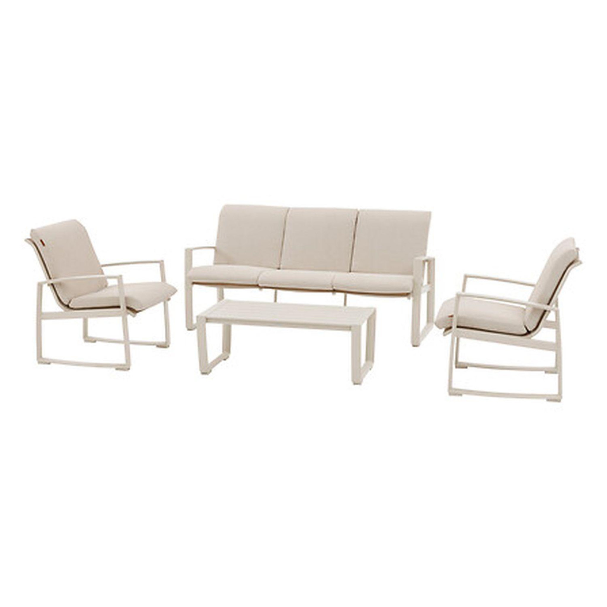 HESPERIDE Salon de jardin en aluminium 5 places BOREANE. Coloris disponibles : Beige, Gris