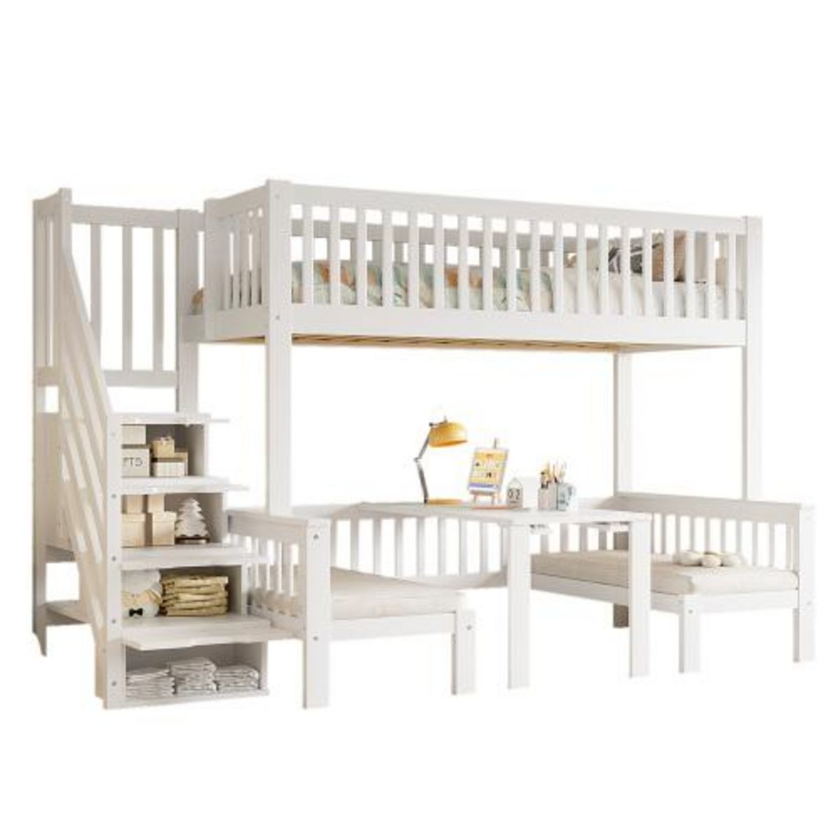 MERAX Lit superposé 90x200(120x200)cm  coloris blanc pin