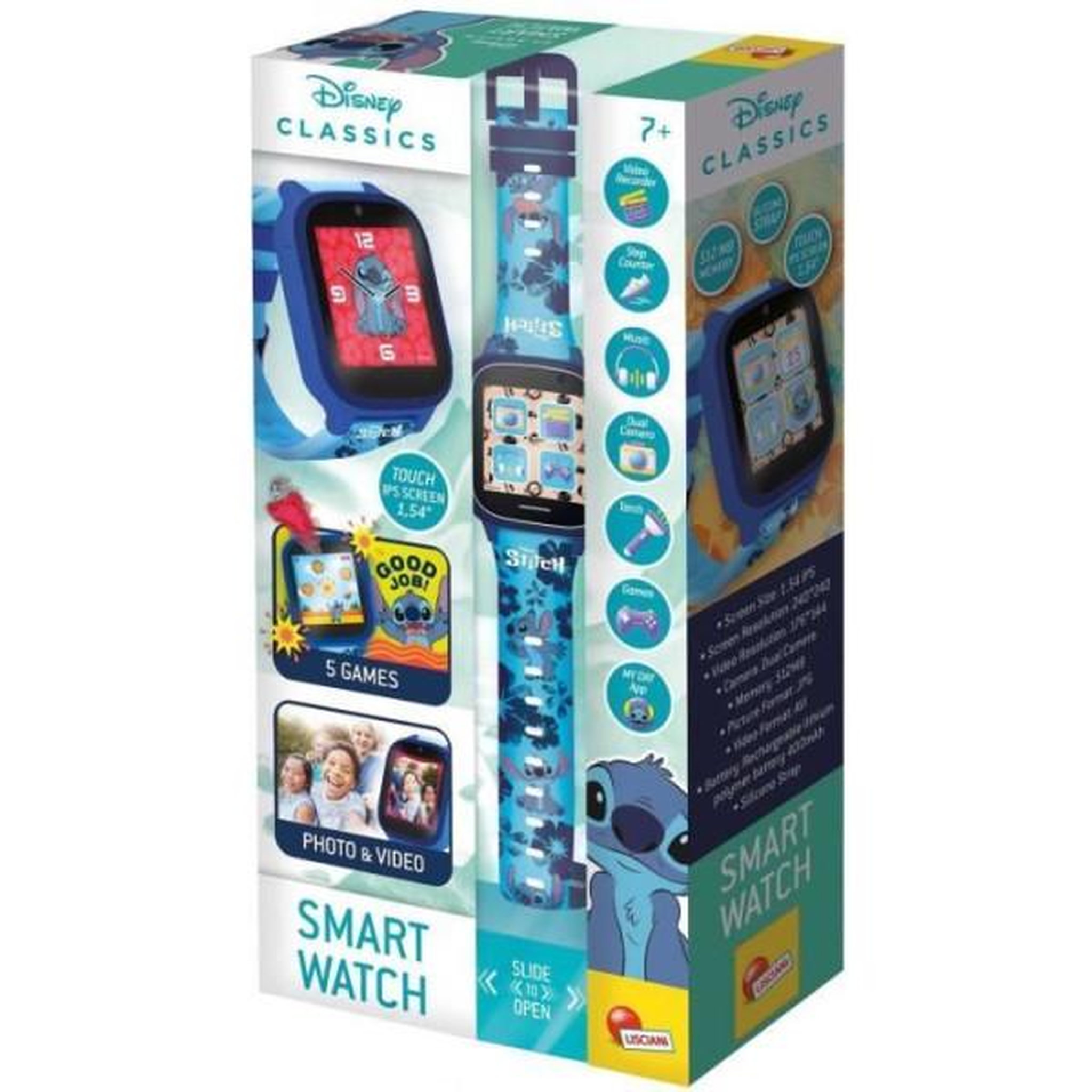 Voir la diapositive 2 : LISCIANI GIOCHI Montre Éducative - HI TECH - STITCH - Cadrans personnalisables, 5 Jeux interactifs