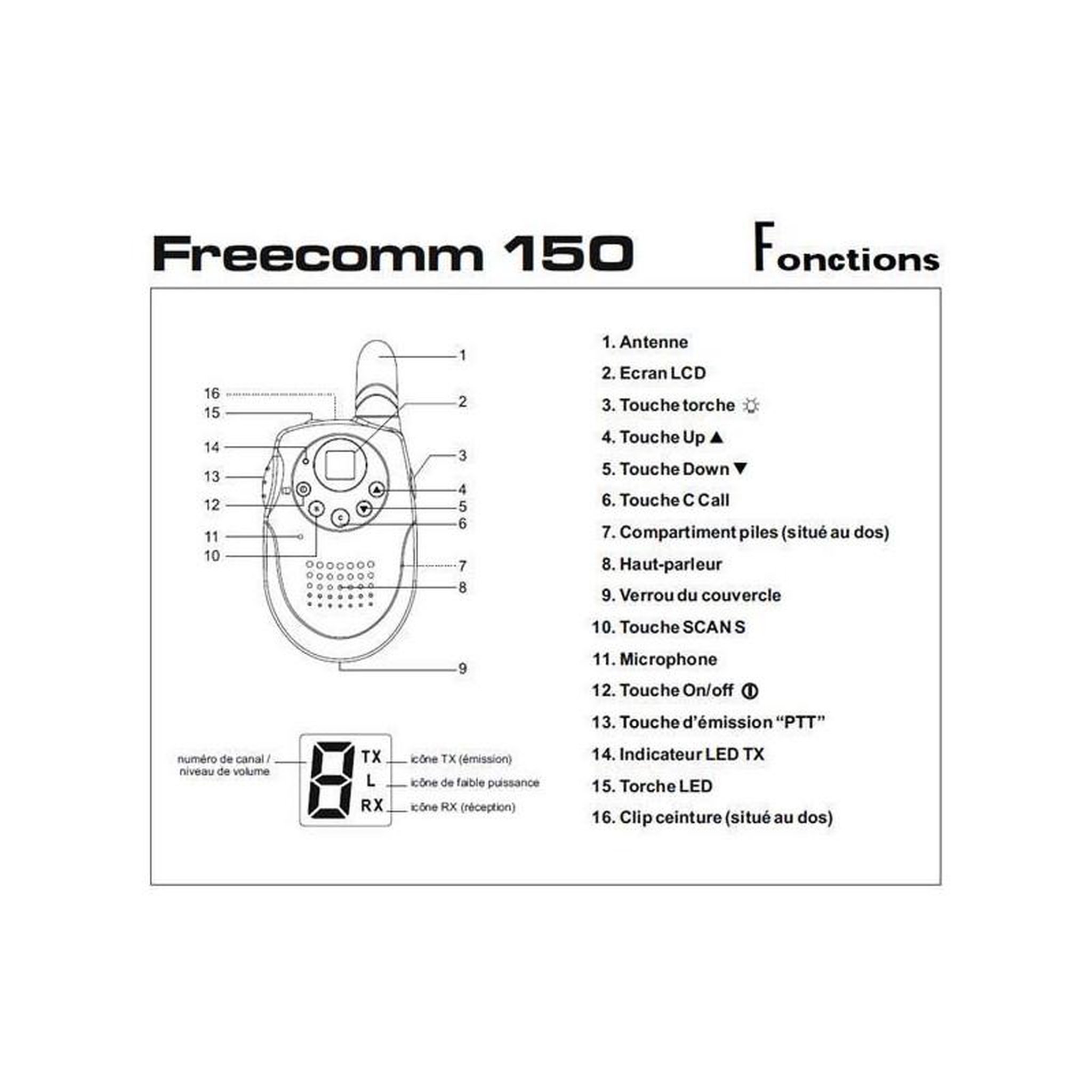 Voir la diapositive 4 : TXMS150 - KIT 2 TALKIES WALKIES STABO SET FREECOMM 150 PRESIDENT ELECTRONICS - FREECOMM150