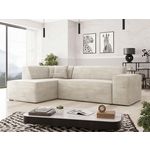 BEST MOBILIER Duchamp - canapé d'angle gauche - 5 places - en velours côtelé. Coloris disponibles : Beige, Vert, Bleu, Gris