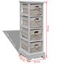 Voir la diapositive 6 : VIDAXL Etagere de rangement en bois 4 paniers en tissage Blanc