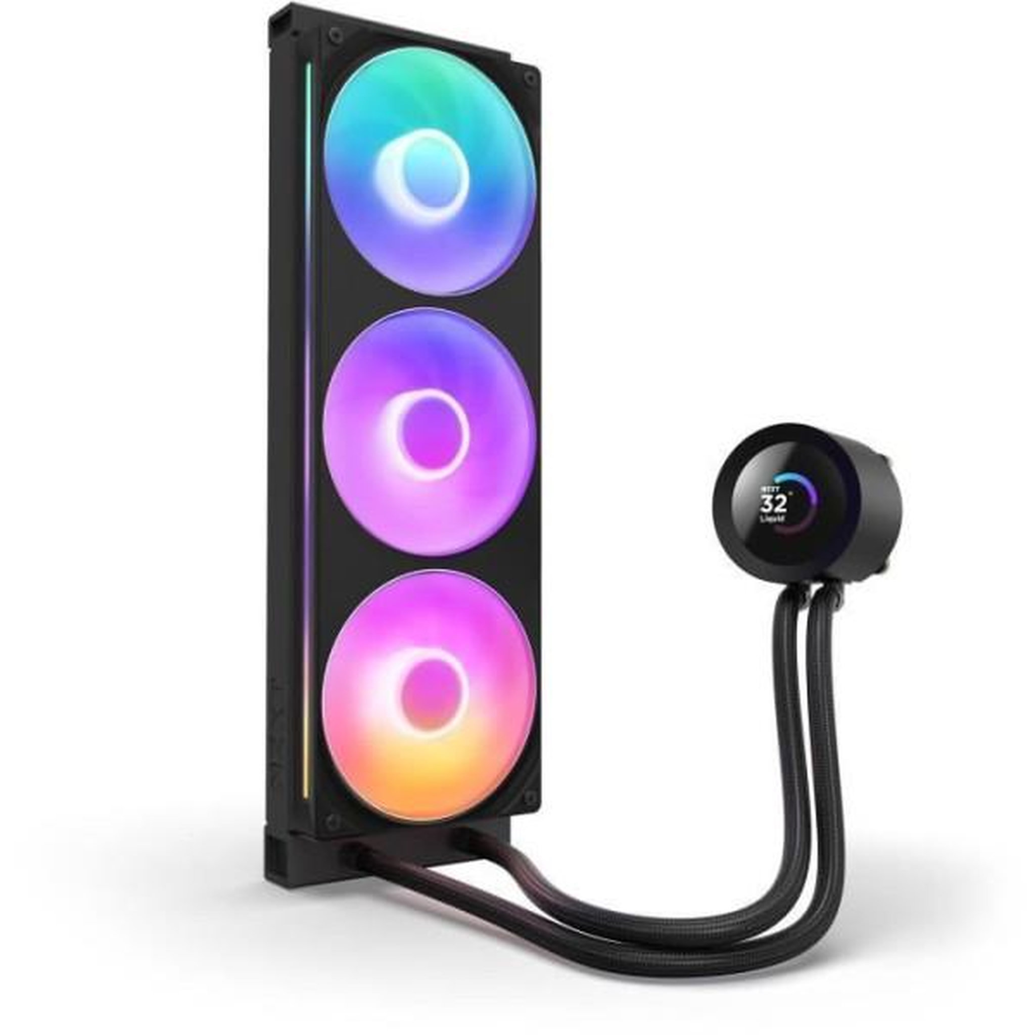 Voir la diapositive 3 : NZXT Watercooling - nzxt - rl-kr360-b2 - kraken plus 360 rgb - écran carré 1.54 personnalisable et ventilateurs rgb - noir
