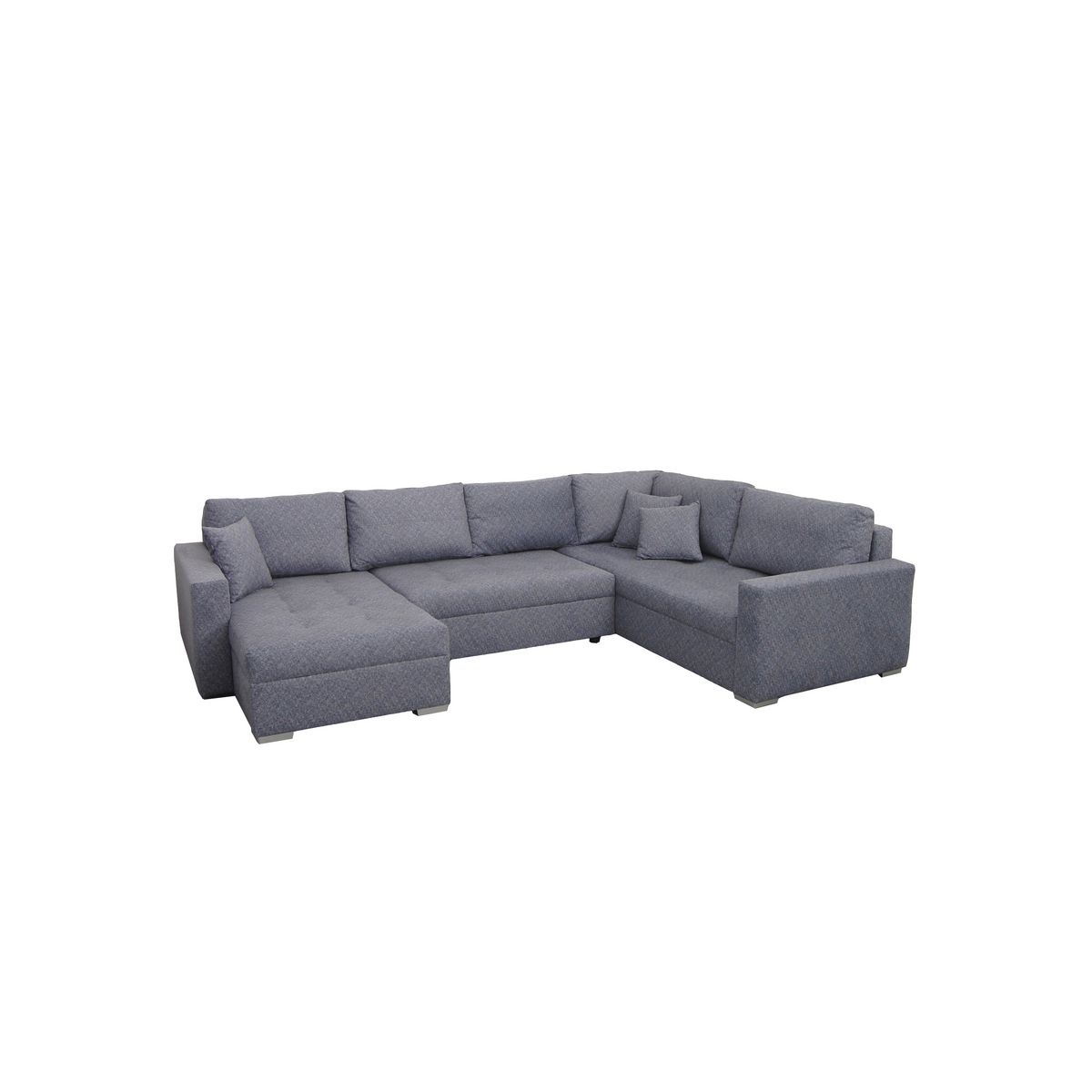 Canapé d'angle droit convertible panoramique 5 places tissu avec coffre MAGNUS