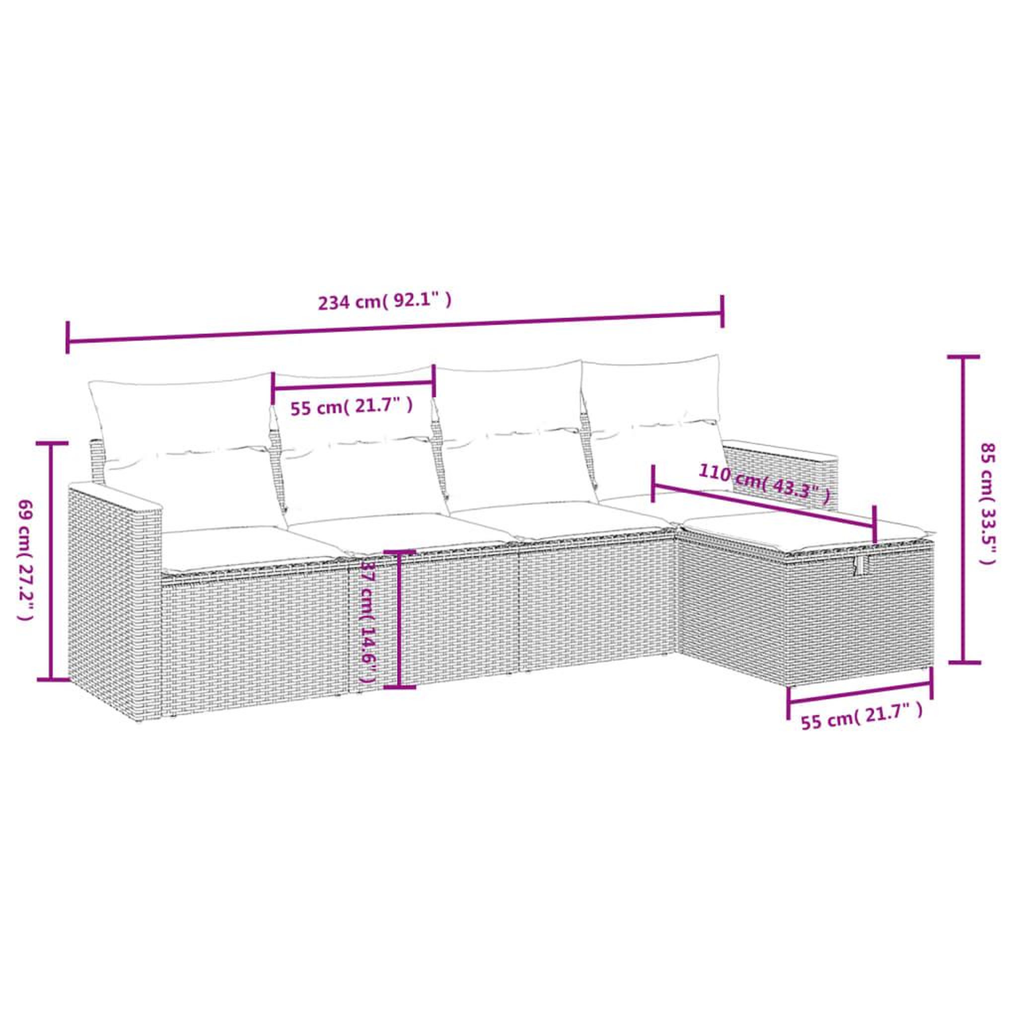 Voir la diapositive 4 : VIDAXL Salon de jardin 5 pcs avec coussins noir resine tressee
