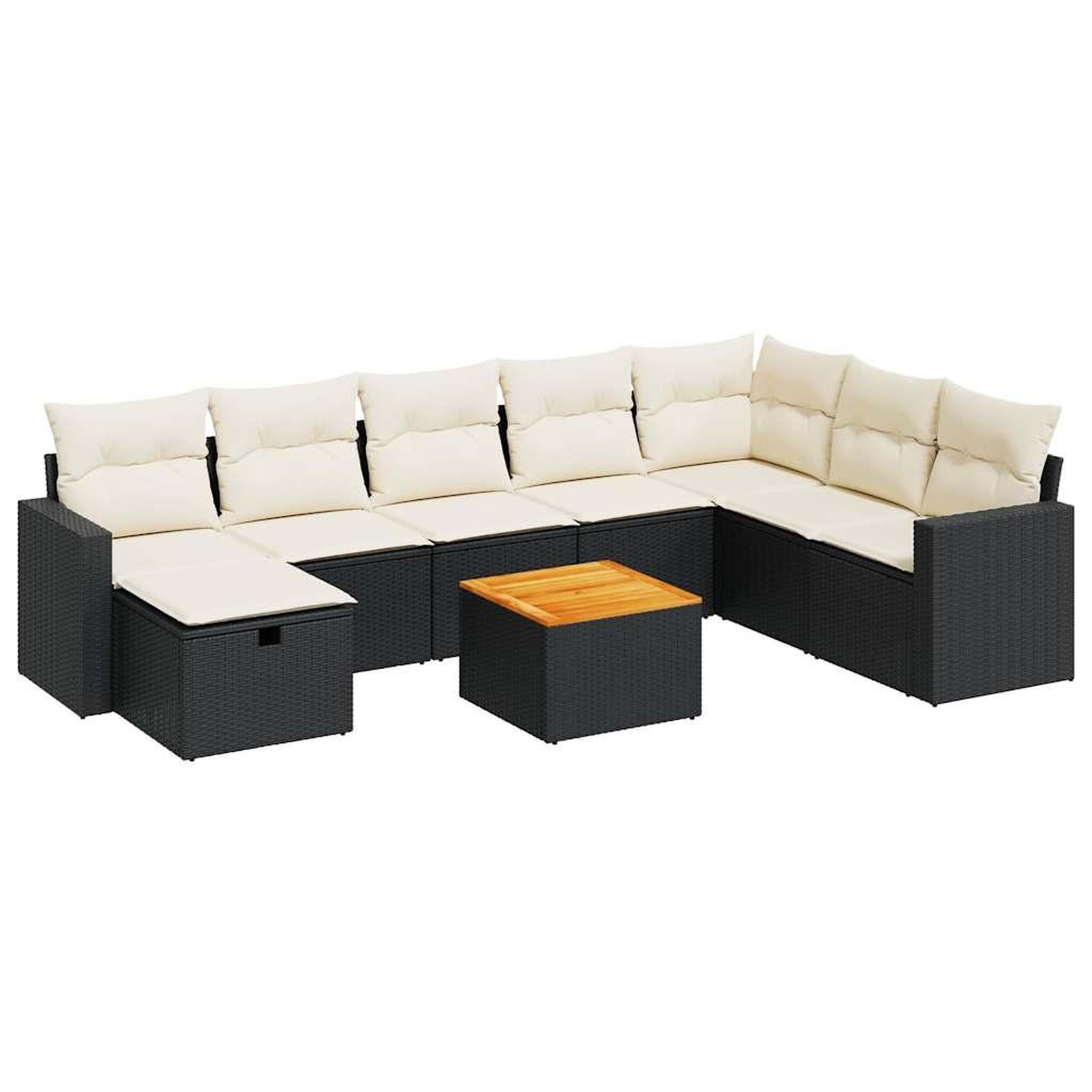 Voir la diapositive 2 : VIDAXL Salon de jardin 9 pcs avec coussins noir resine tressee