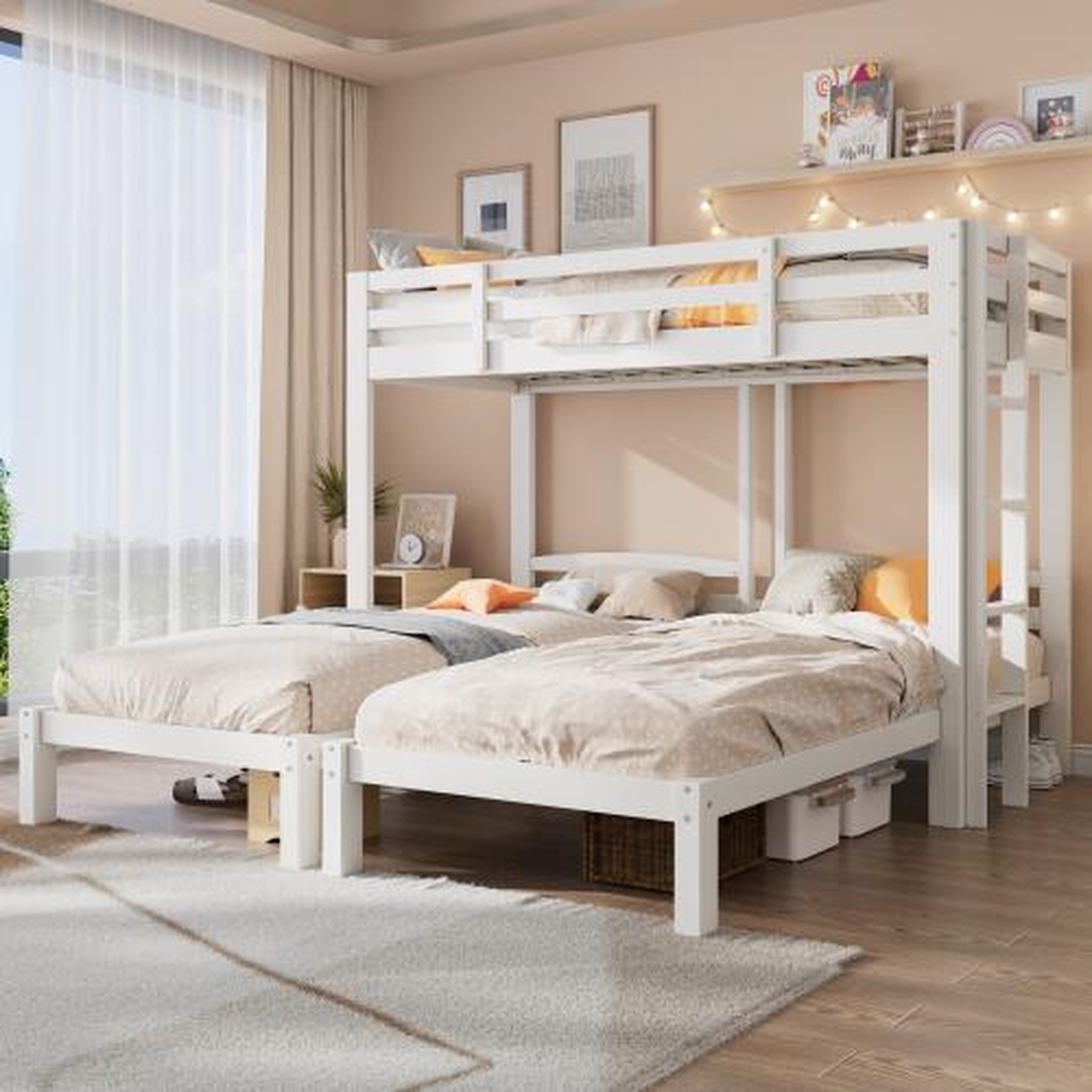 Voir la diapositive 5 : MERAX Lit triple 90x200cm coloris blanc bois massif
