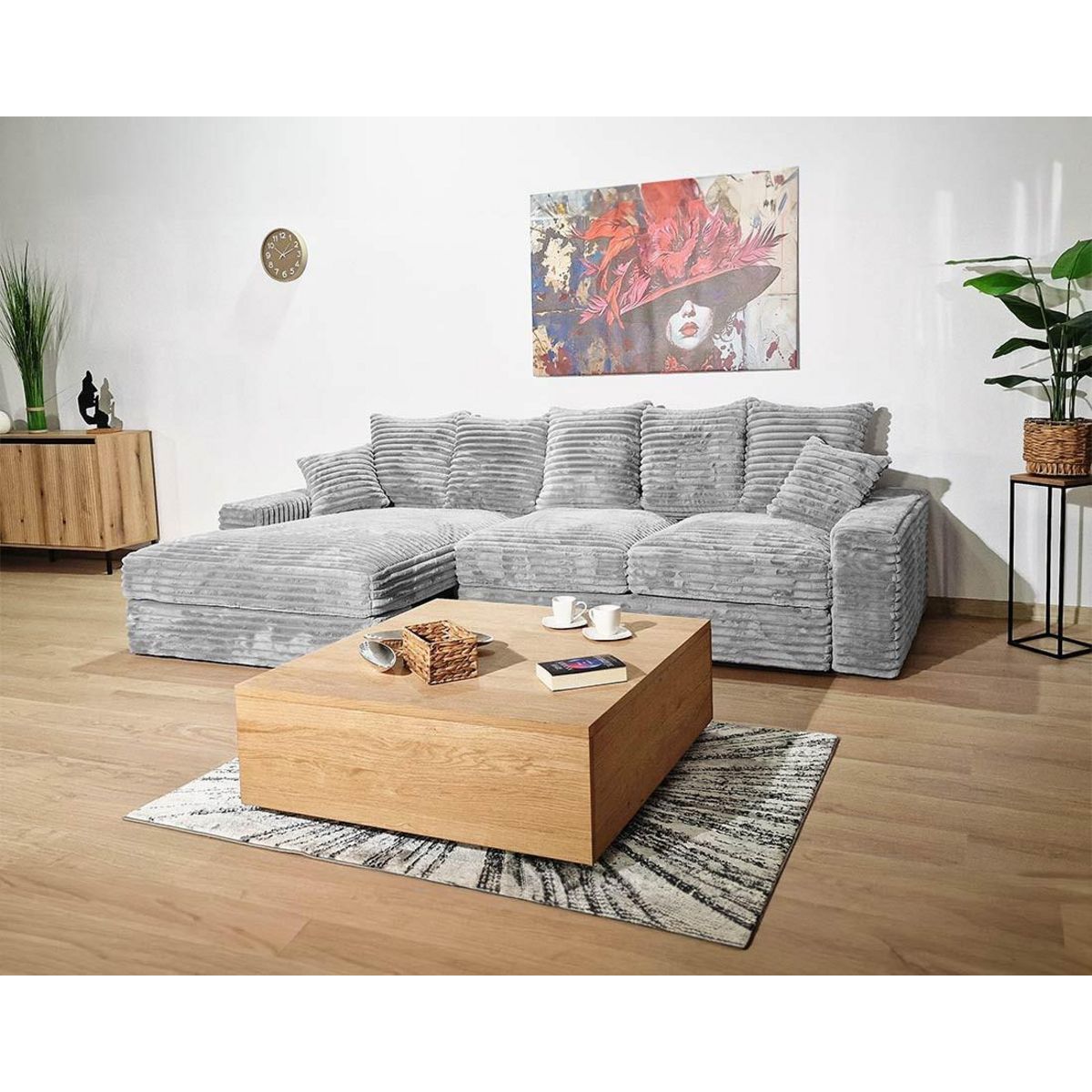 LISA DESIGN Andy - canapé d'angle gauche 5 places en fausse fourrure côtelée