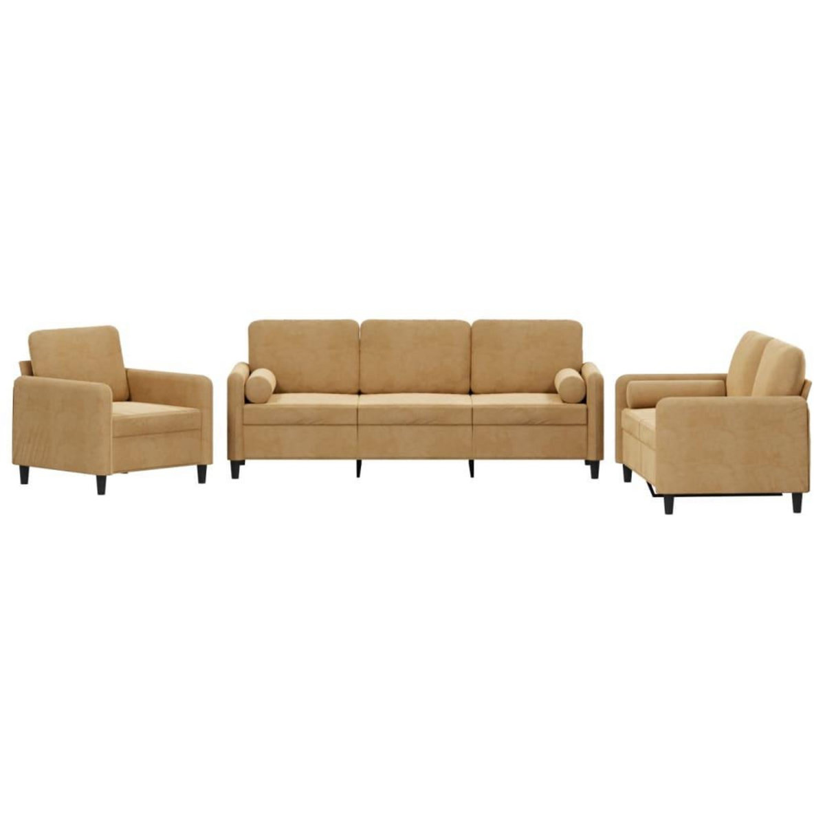 VIDAXL Ensemble de canapes 3 pcs avec coussins marron velours