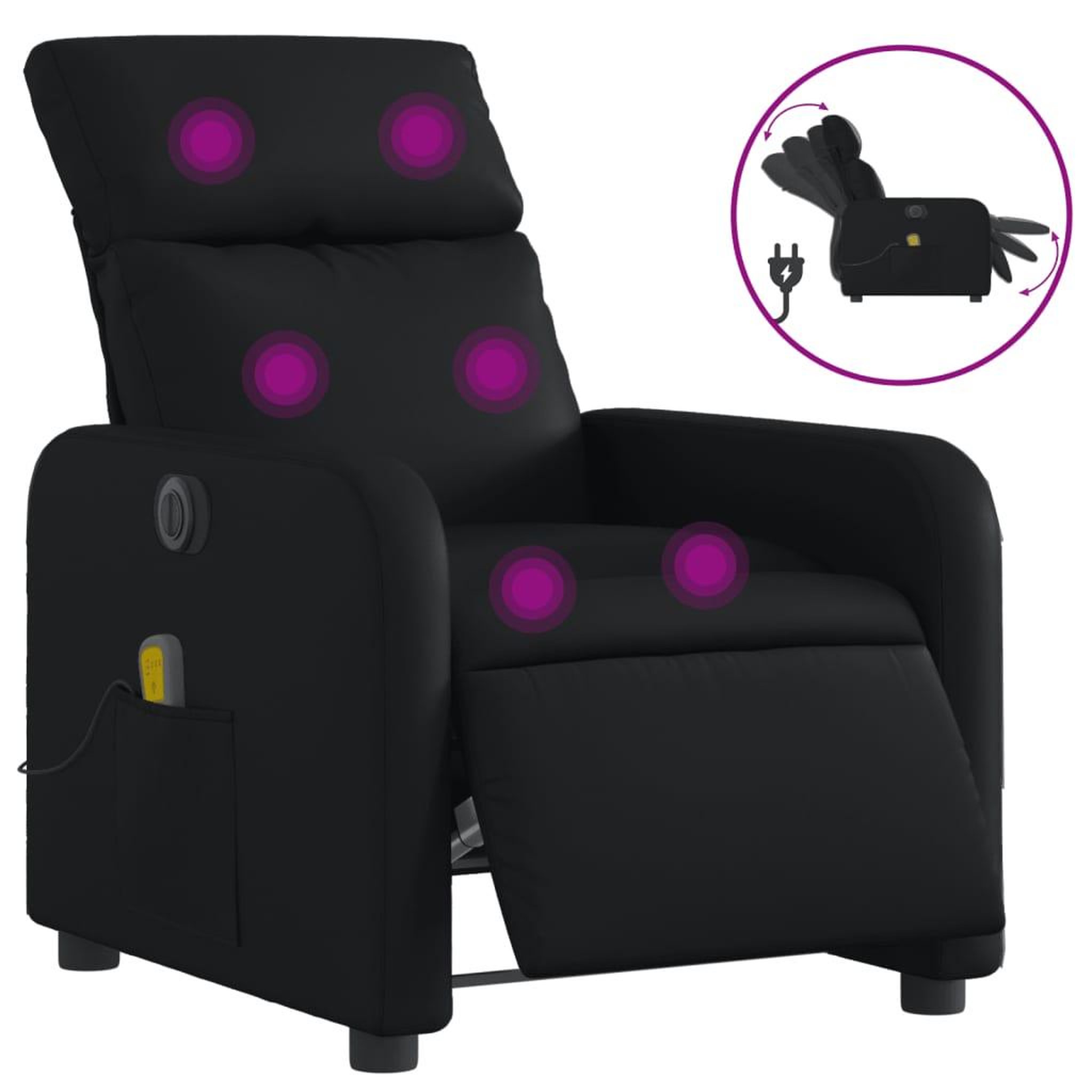 Voir la diapositive 2 : VIDAXL Fauteuil de massage inclinable electrique noir similicuir