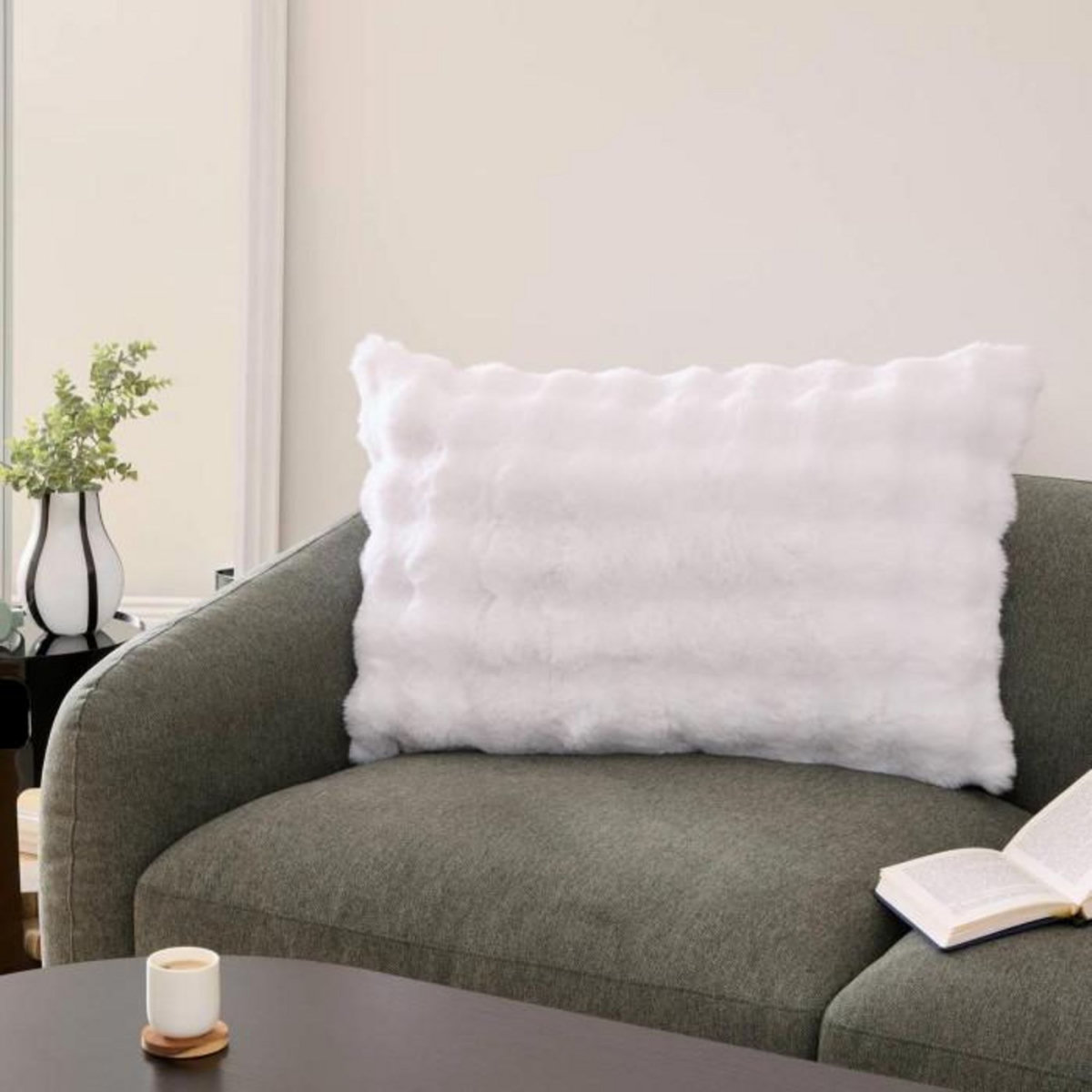 ATMOSPHERA Coussin Effet Fourrure 3D  Zephy  50x80cm Blanc