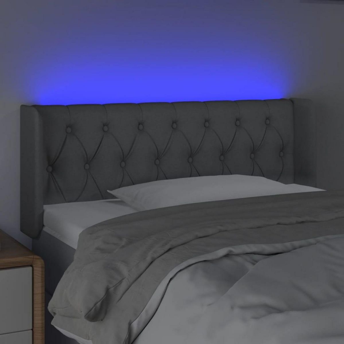 VIDAXL Tete de lit a LED Gris clair 93x16x78/88 cm Tissu