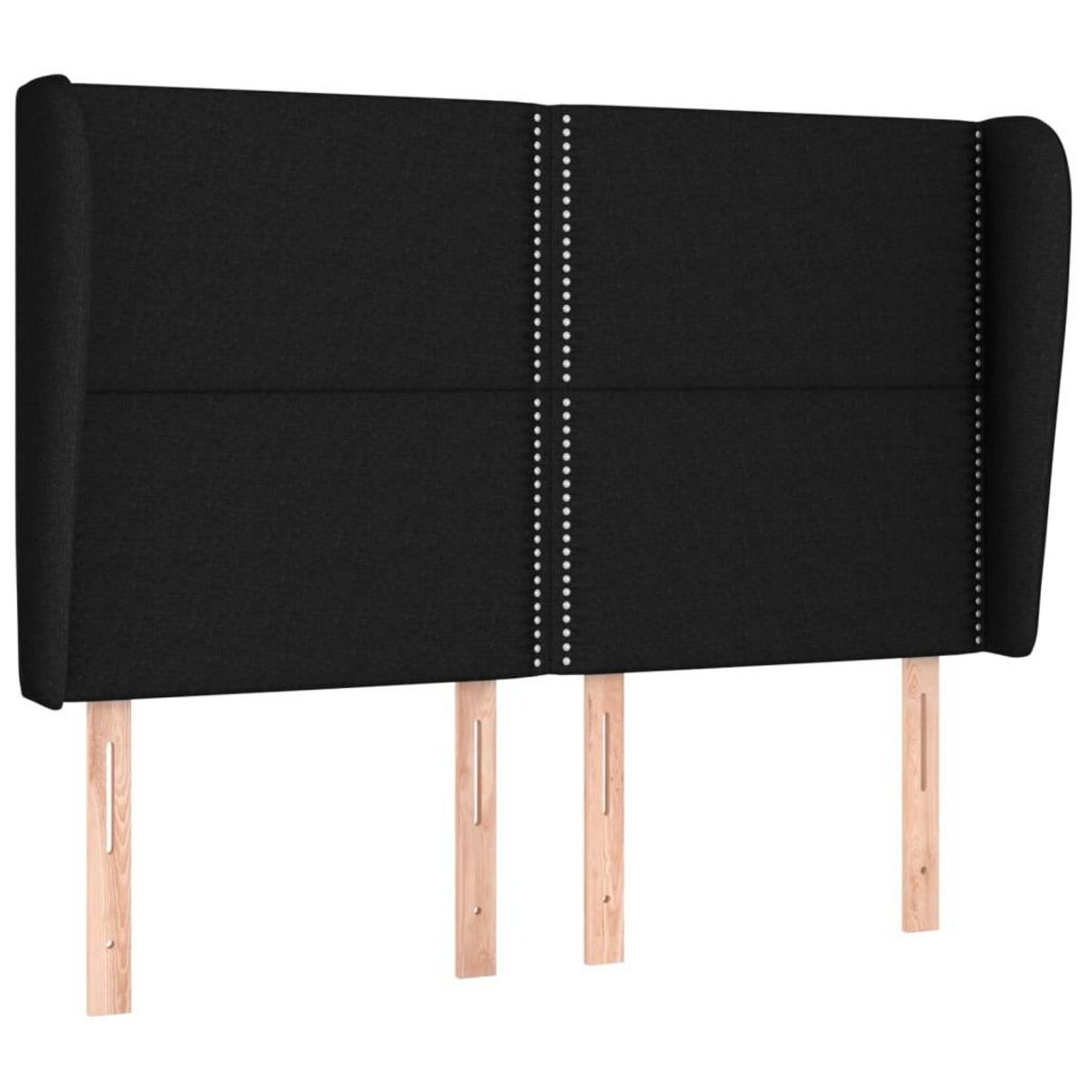 VIDAXL Tete de lit avec oreilles Noir 147x23x118/128 cm Tissu