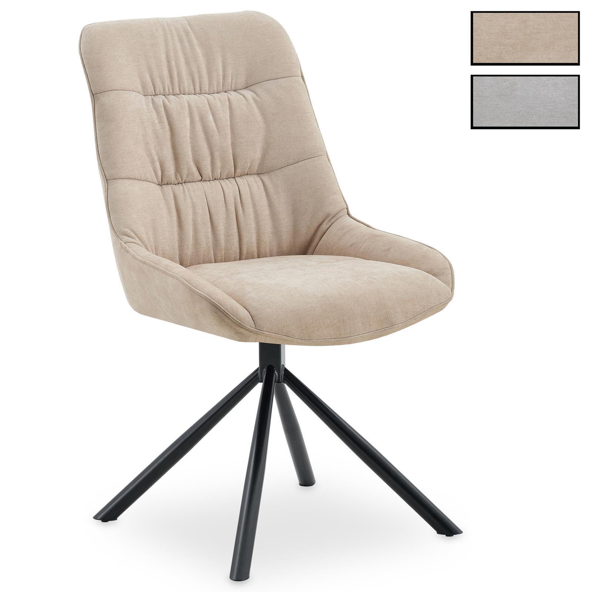 IDIMEX Lot de 2 chaises libra de salle à manger en tissu. Coloris disponibles : Gris, Beige