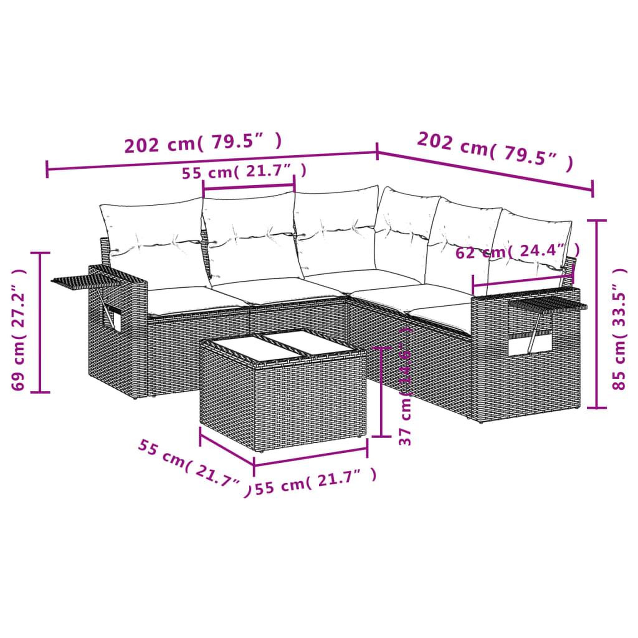 Voir la diapositive 4 : VIDAXL Salon de jardin 6 pcs avec coussins gris resine tressee