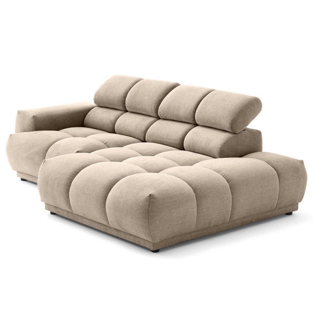 LISA DESIGN Matera - canapé d'angle droit 3 places avec têtières réglables en tissu texturé