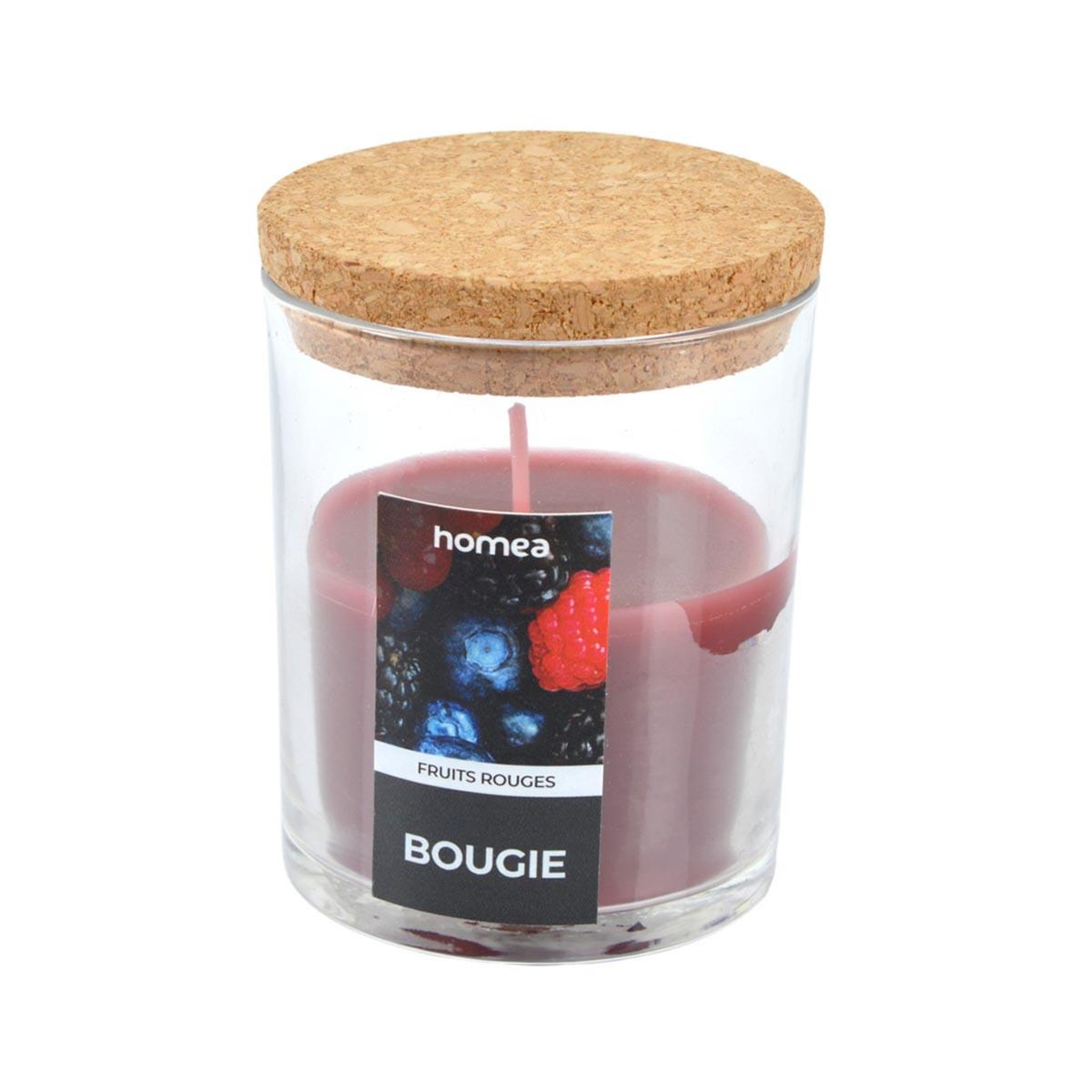HOMEA Bougie verrine parfumée  essentiel ii  8cm fruits rouges