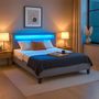 Voir la diapositive 2 : IDIMEX Lit LED double RIOJA 140x190 cm, avec sommier, revêtement tissu