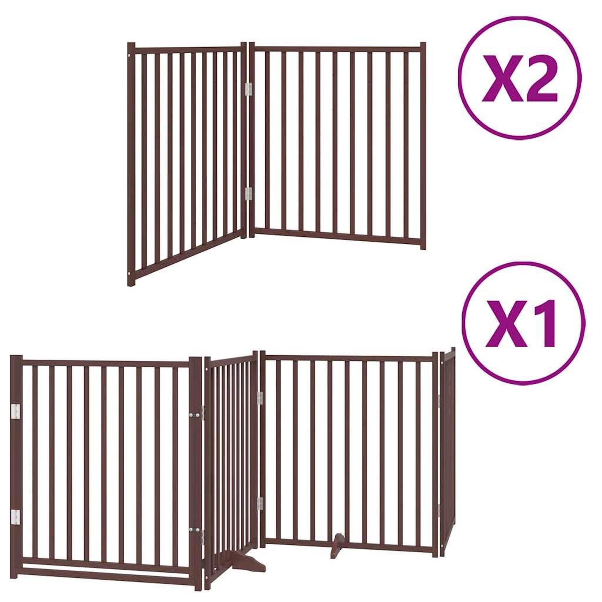 Voir la diapositive 2 : VIDAXL Barriere pour chien porte pliable 8 panneaux bois de peuplier
