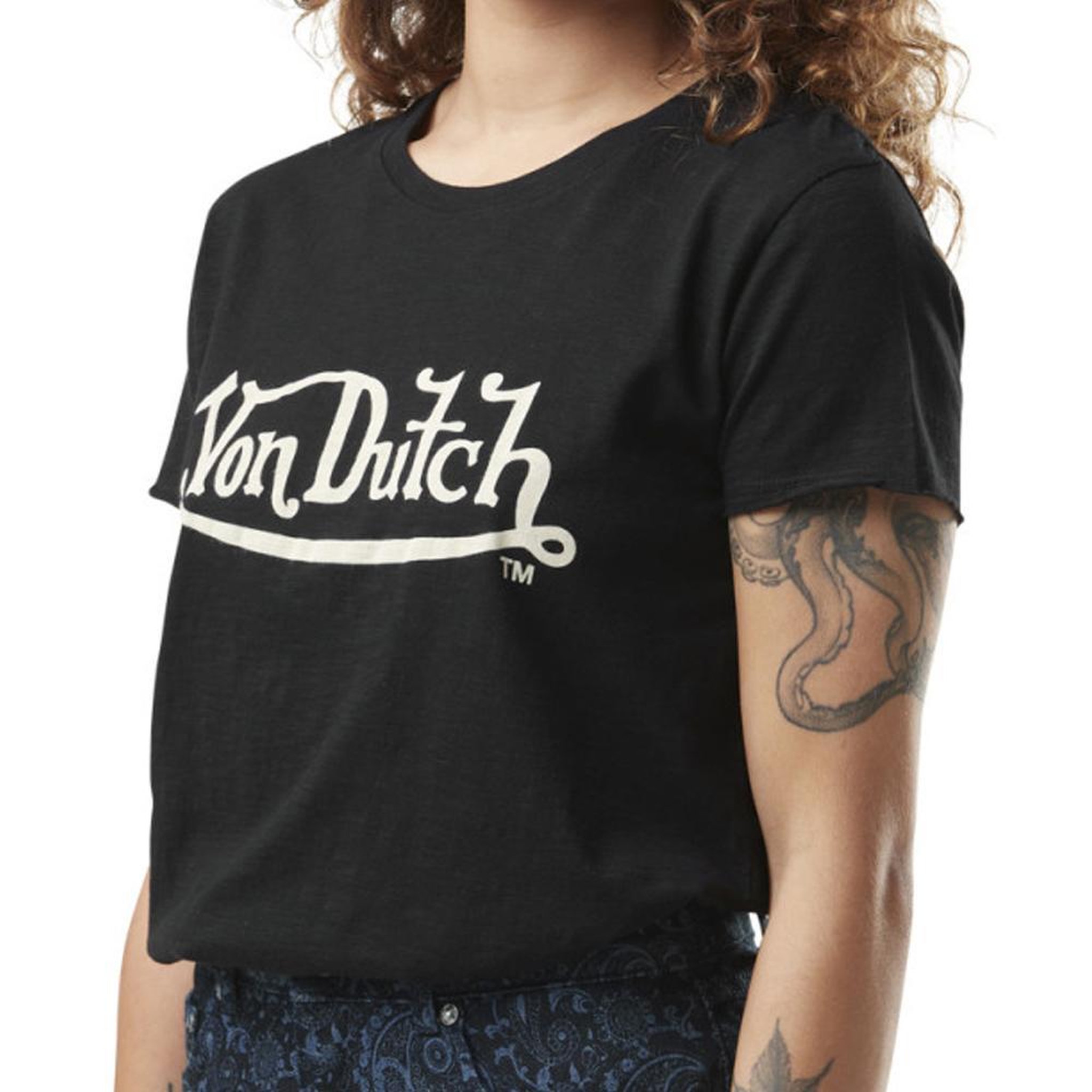 VON DUTCH T-shirt Noir Femme Von Dutch Slub. Coloris disponibles : Noir