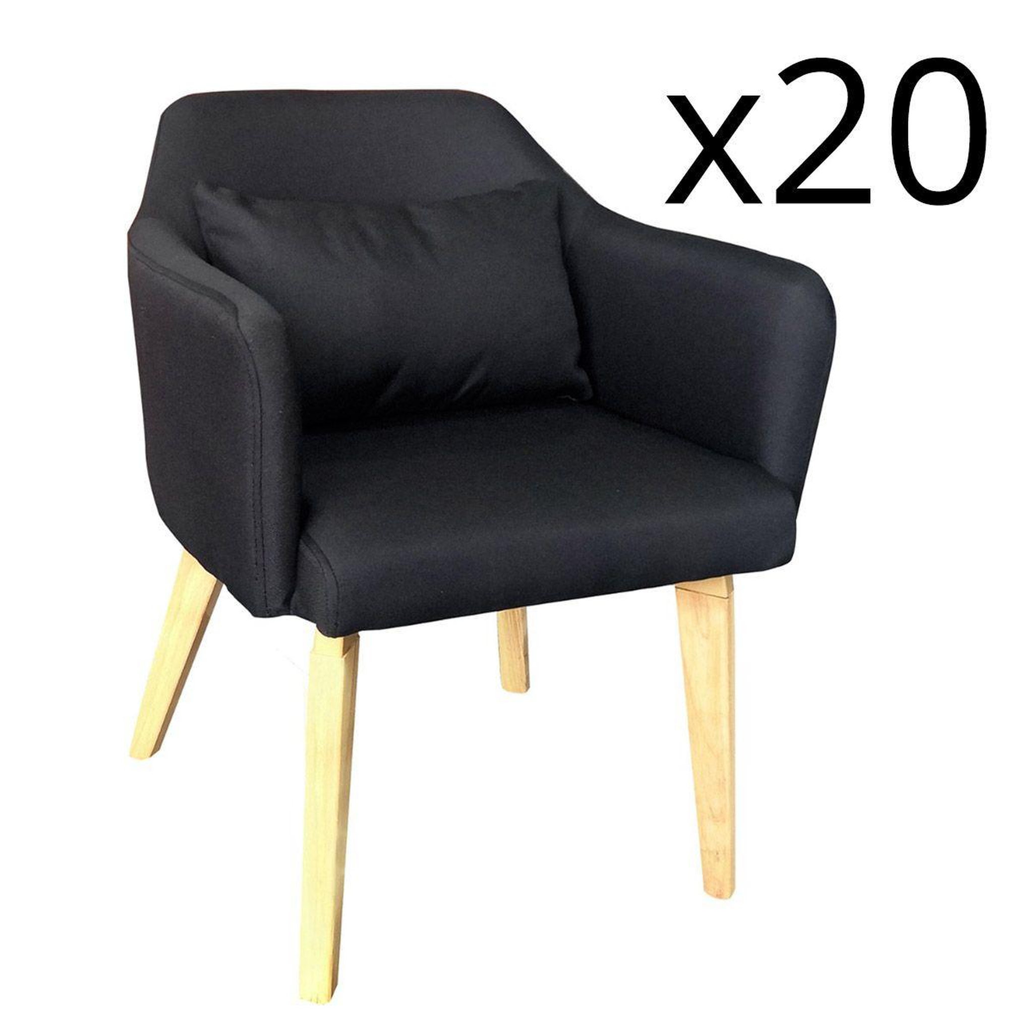 Voir la diapositive 2 : Paris Prix Lot de 20 fauteuils en tissu  delante  67cm noir