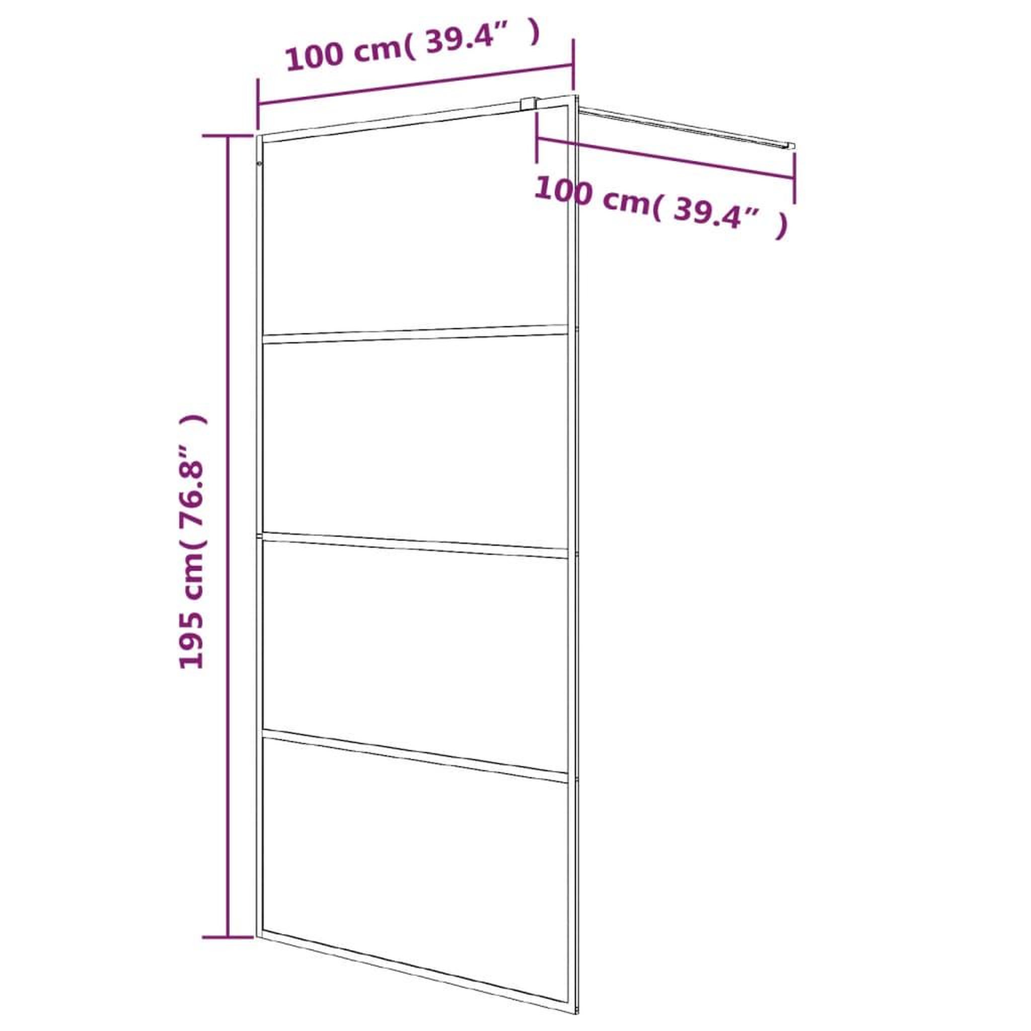 Voir la diapositive 6 : VIDAXL Paroi de douche Noir 100x195 cm Verre ESG demi-depoli