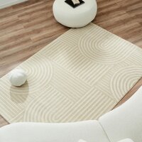 Tapis salon rerand en polypropylène doux et soyeux oeko tex® Couleur écru  Dezenco