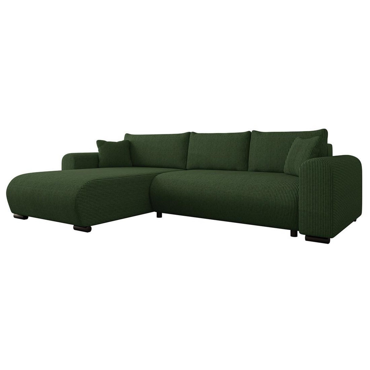 BEST MOBILIER Rosalie - canapé d'angle réversible 4 places convertible avec coffre en velours côtelé