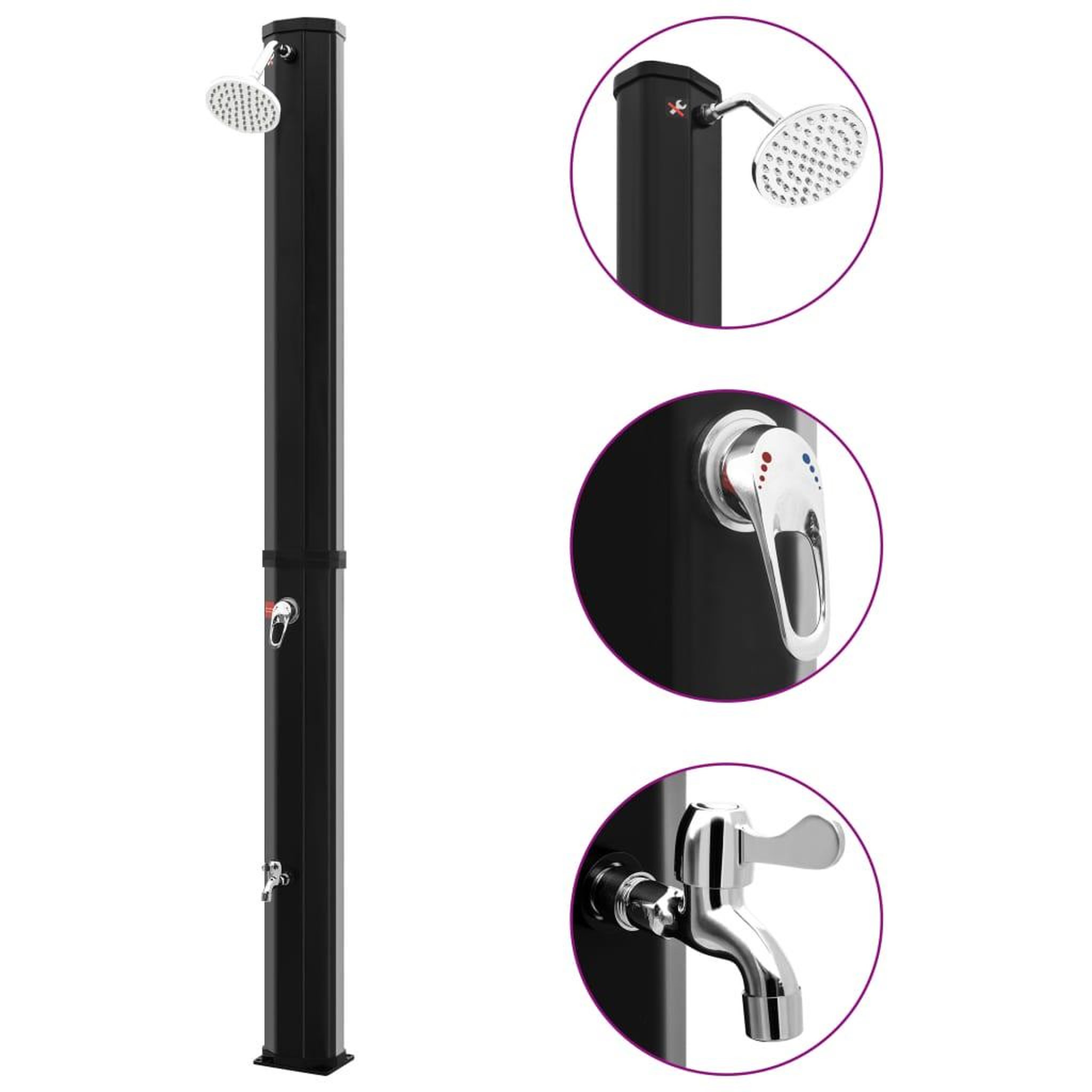 Voir la diapositive 1 : VIDAXL Douche solaire d'exterieur avec pomme de douche et robinet 35 L