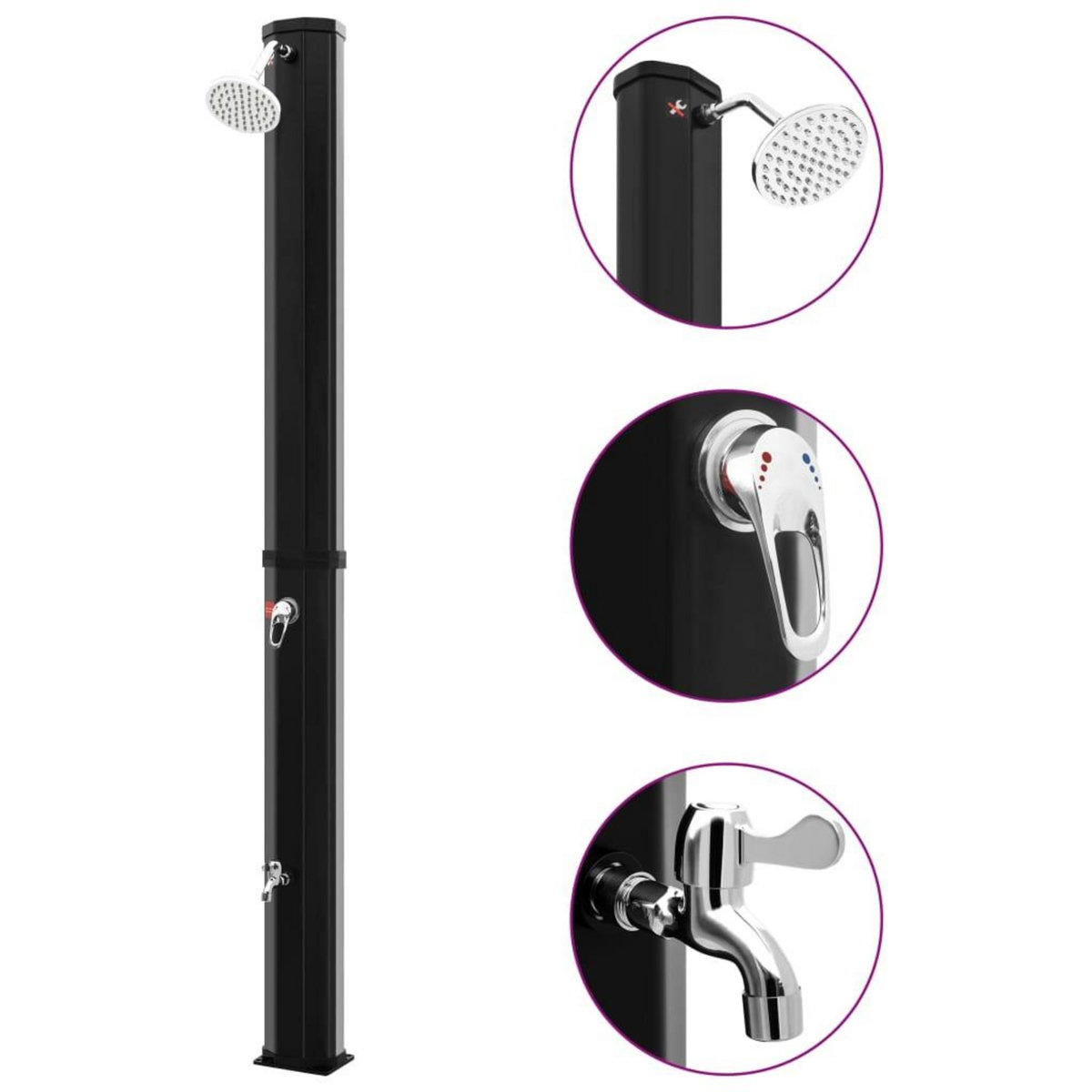 VIDAXL Douche solaire d'exterieur avec pomme de douche et robinet 35 L