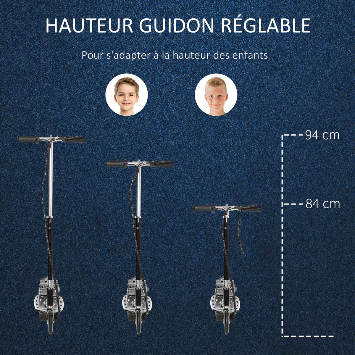 HOMCOM Trottinette Électrique 120 W Pliable pour Enfants de 7 à 12 Ans 10 Km/h Max. Hauteur Guidon Réglable 2 Roues en PU Coloris Noir et Argent