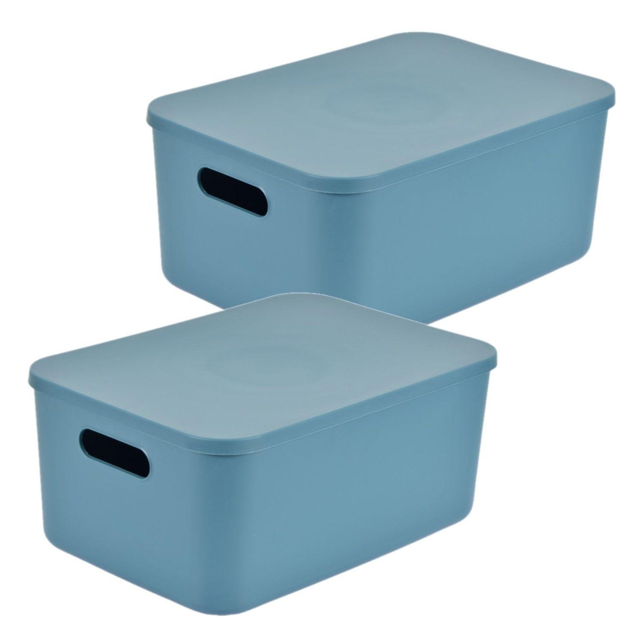 TOILINUX Lot de 2 boîtes avec couvercle chromacase. Coloris disponibles : Gris, Jaune