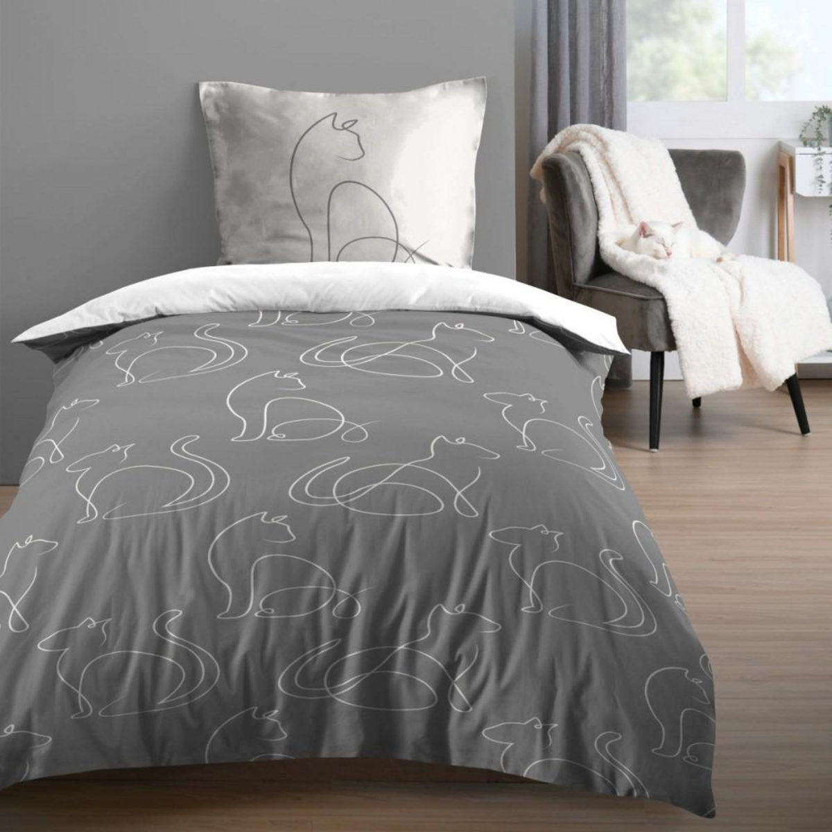 Lovely Casa Housse de couette 140x200 BERLIOZ + 1 taie 100% coton 57 fils