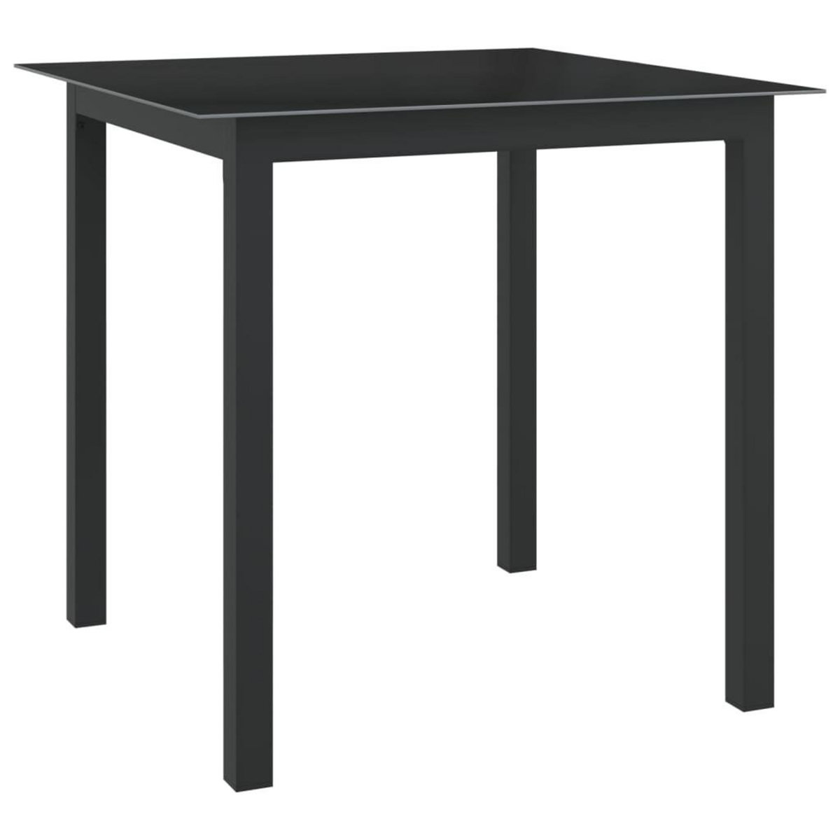 VIDAXL Table de jardin Noir 80x80x74 cm Aluminium et verre