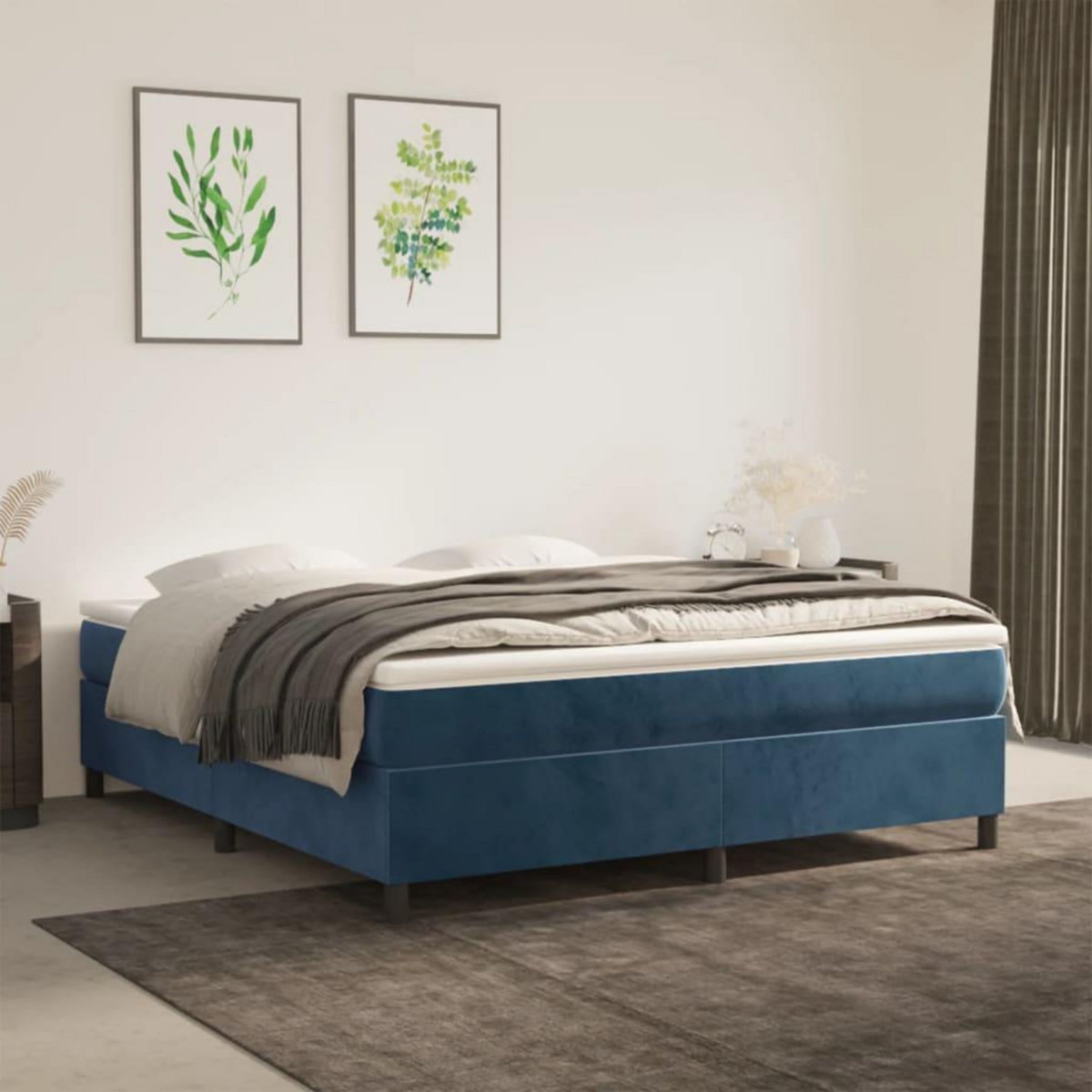 VIDAXL Cadre de lit sans matelas bleu fonce 180x200 cm velours