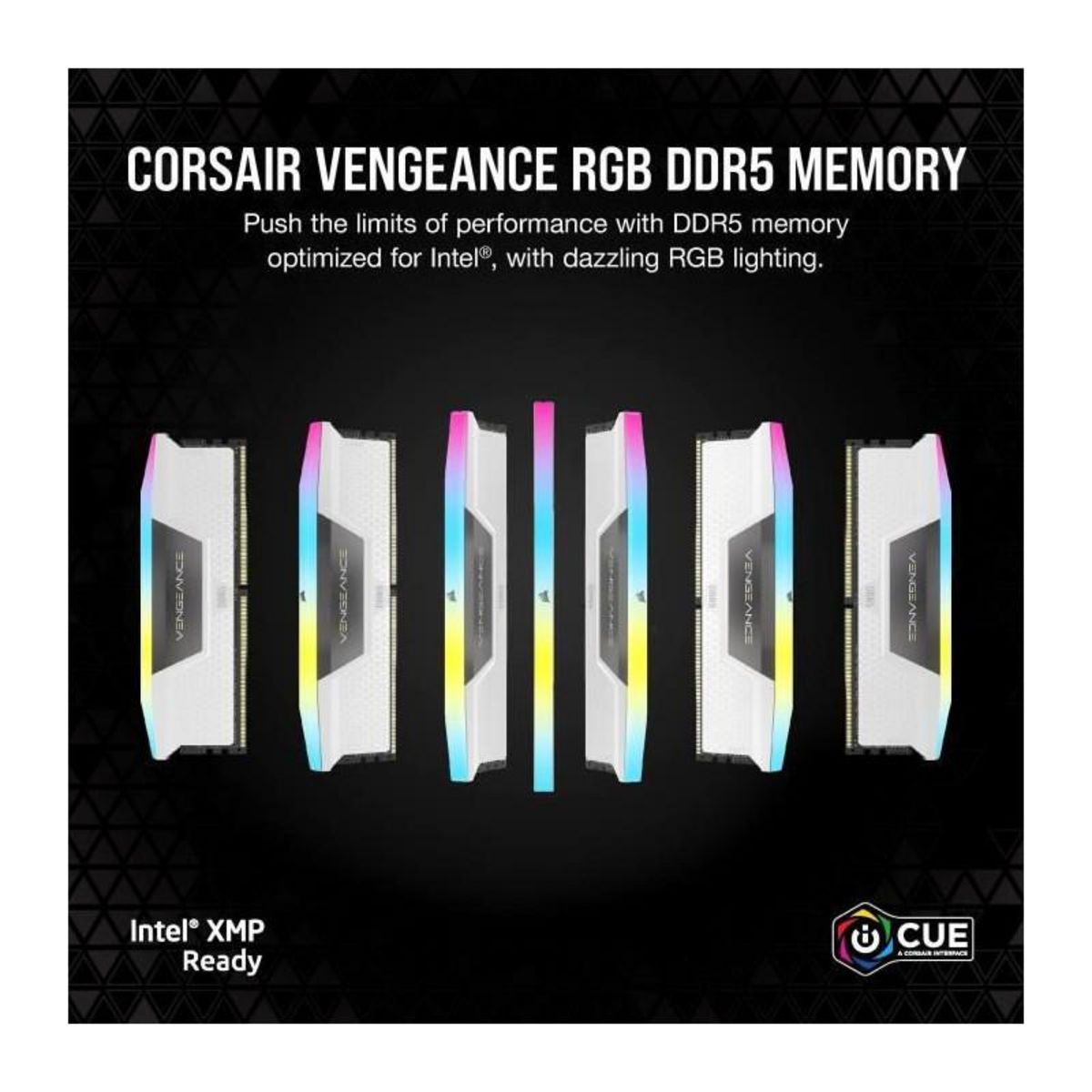 Corsair CORSAIR Vengeance RGB DDR5 - 32GB 2x16GB DIMM - 5200MHz - Unbuffered, 40-40-40-77, XMP 3.0, White Heatspreader, RGB LED, 1.25V