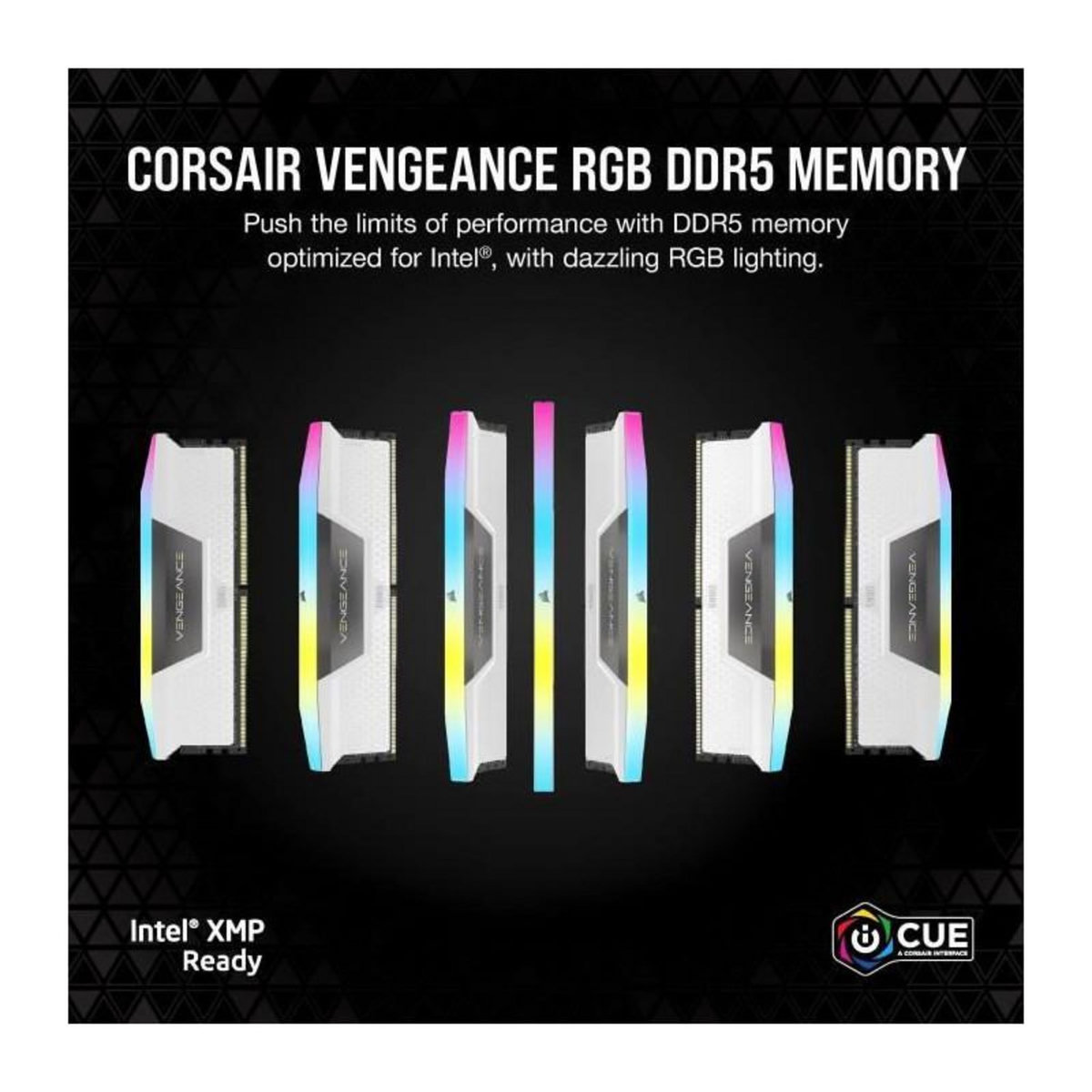 Corsair CORSAIR Vengeance RGB DDR5 - 32GB 2x16GB DIMM - 5200MHz - Unbuffered, 40-40-40-77, XMP 3.0, White Heatspreader, RGB LED, 1.25V