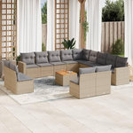 VIDAXL Salon de jardin et coussins 14 pcs melange beige resine tressee