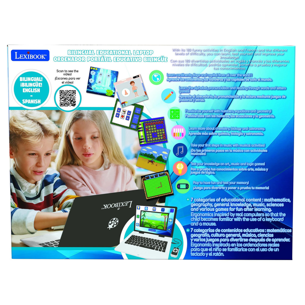 Lexibook Ordinateur 7  éducatif couleur bilingue français anglais et espagnol