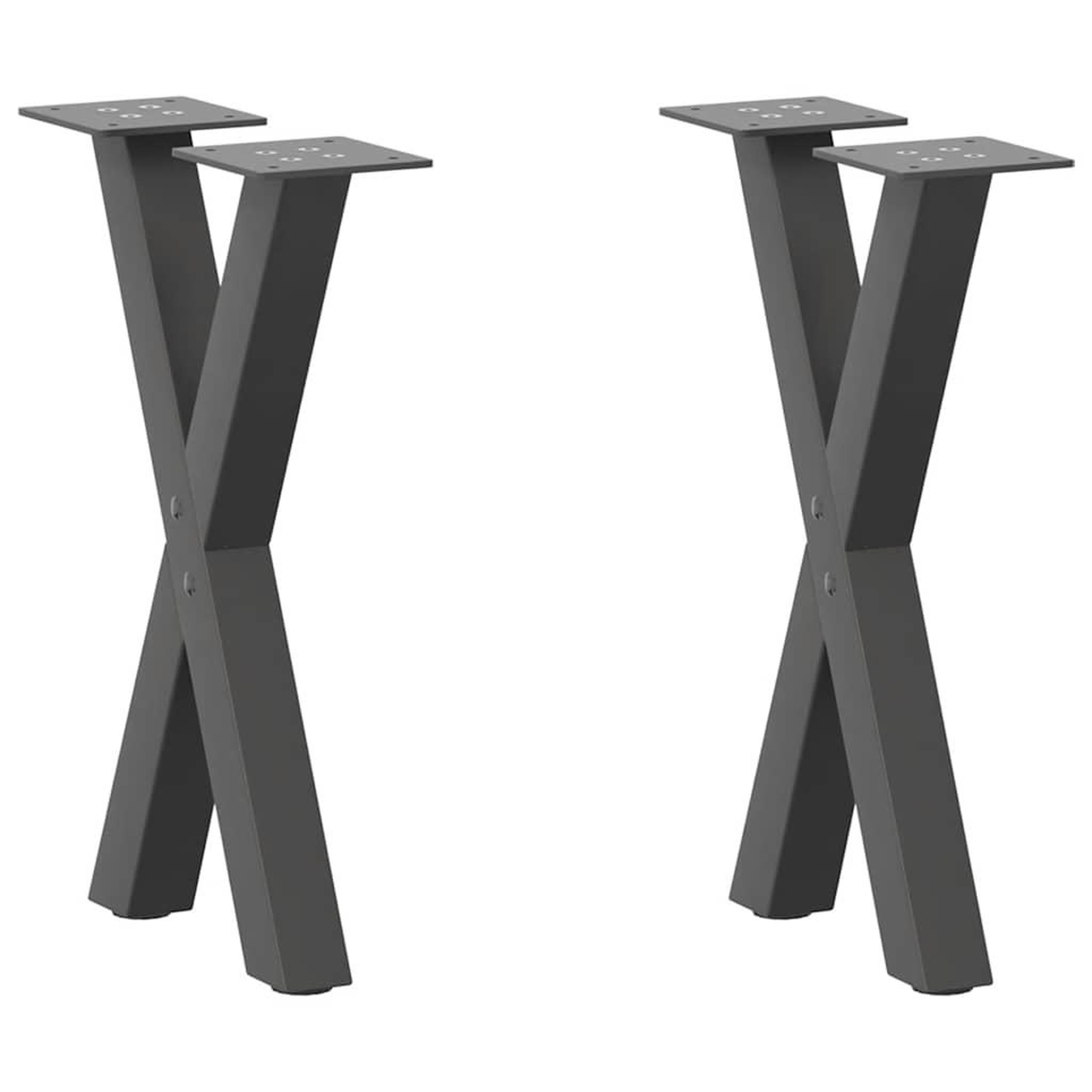 VIDAXL Pieds de table basse forme de X 2 pcs anthracite 28x(42-43) cm